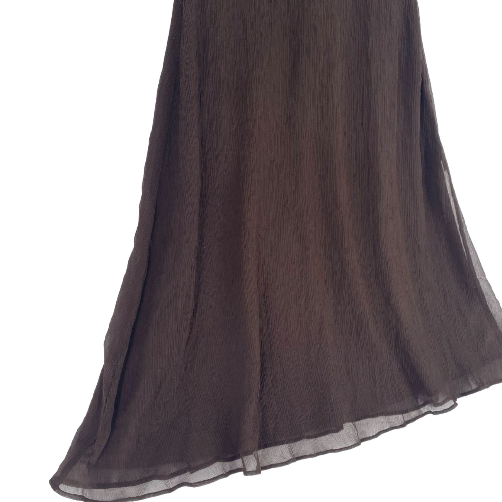 J. Crew Women's 10 Brown Silk Chiffon Dress Sleeveless V-Neck Knee Length A-Line Party/Cocktail