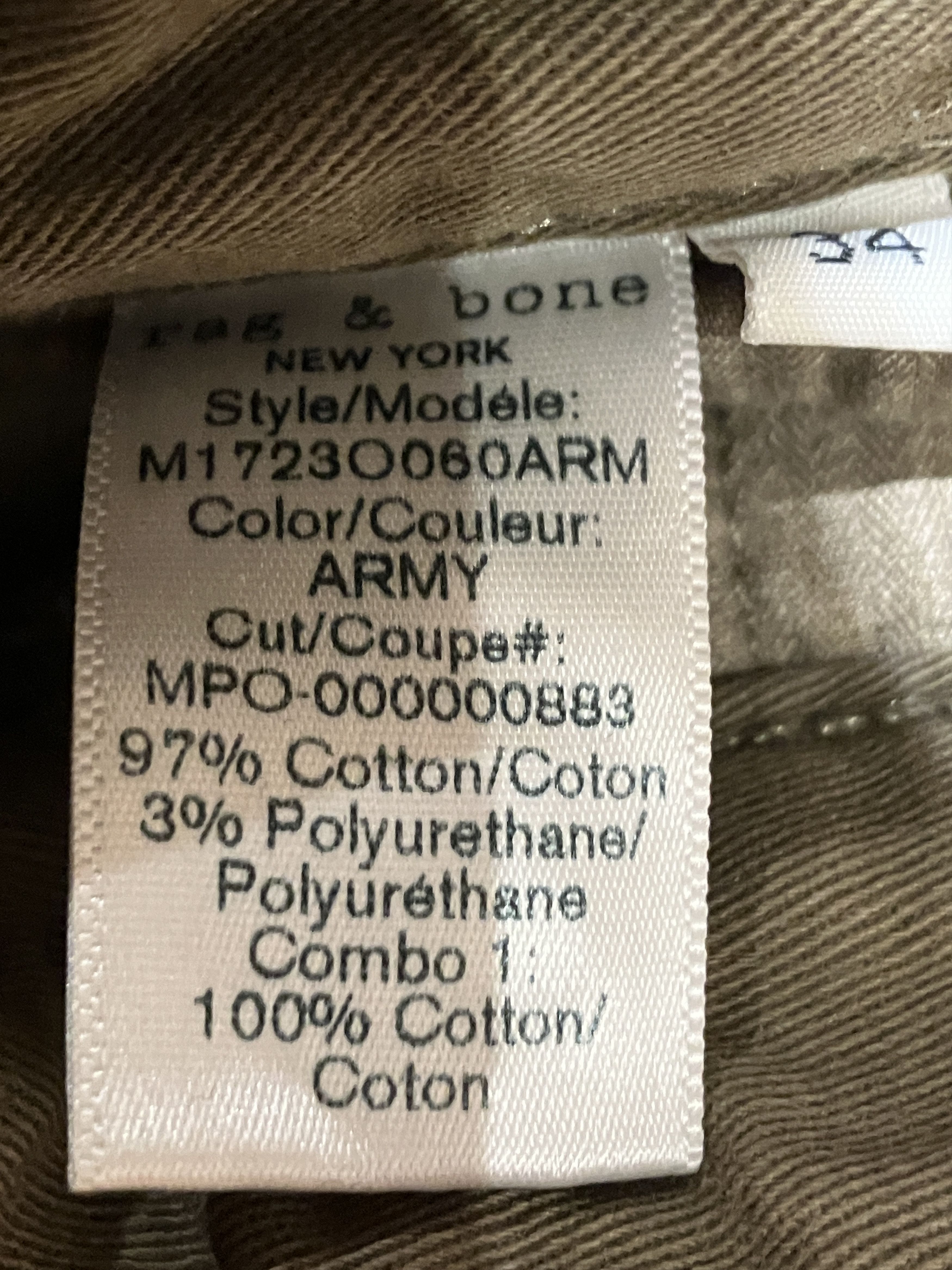 Rag & Bone Rag & Bone Army Khaki Chino Pants Size US 34 / EU 50 - 3 Thumbnail