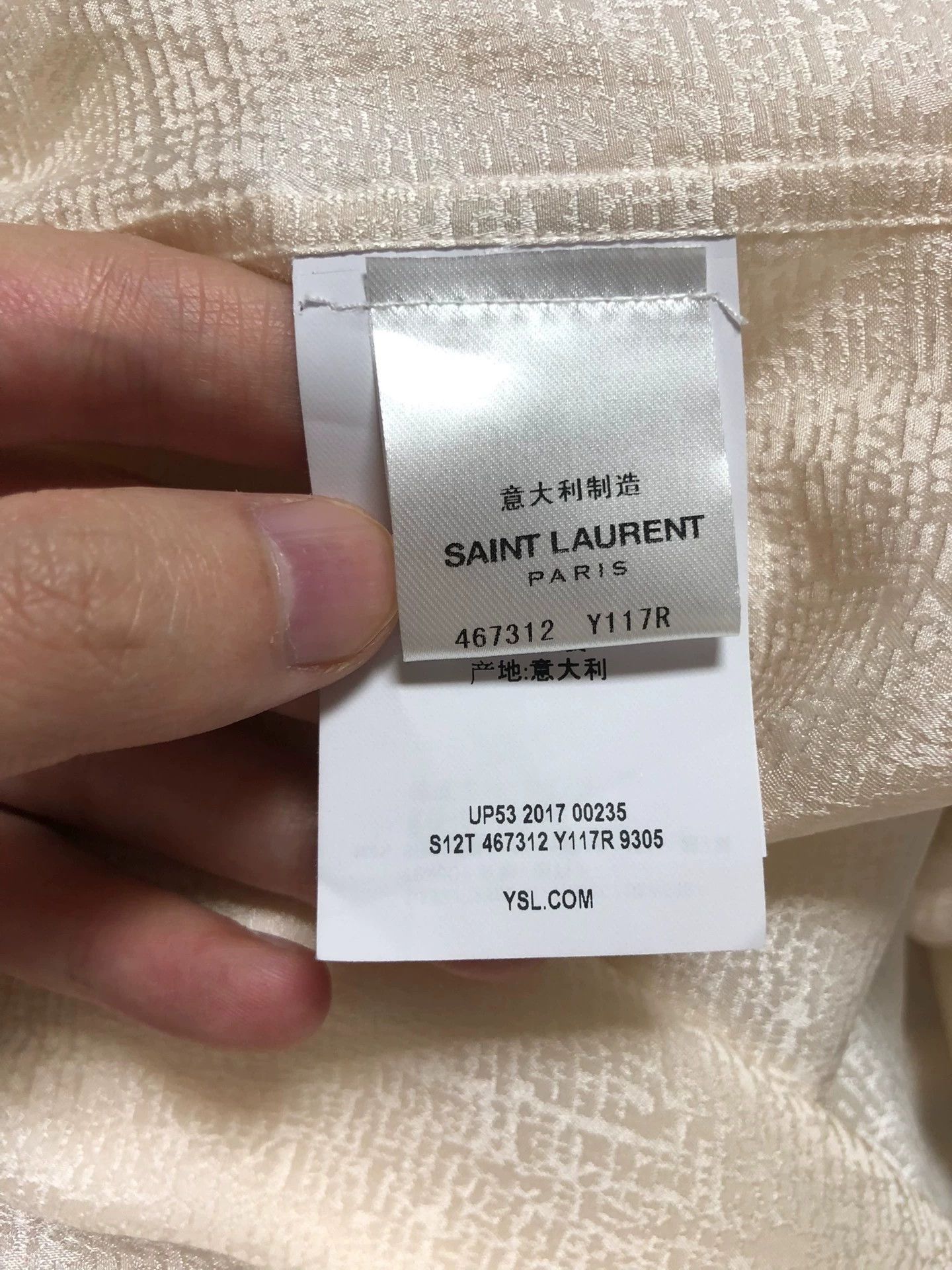 Saint Laurent Paris Saint Laurent Henley Collar Off-White Patterned Shirt Size ONE SIZE - 9 Thumbnail