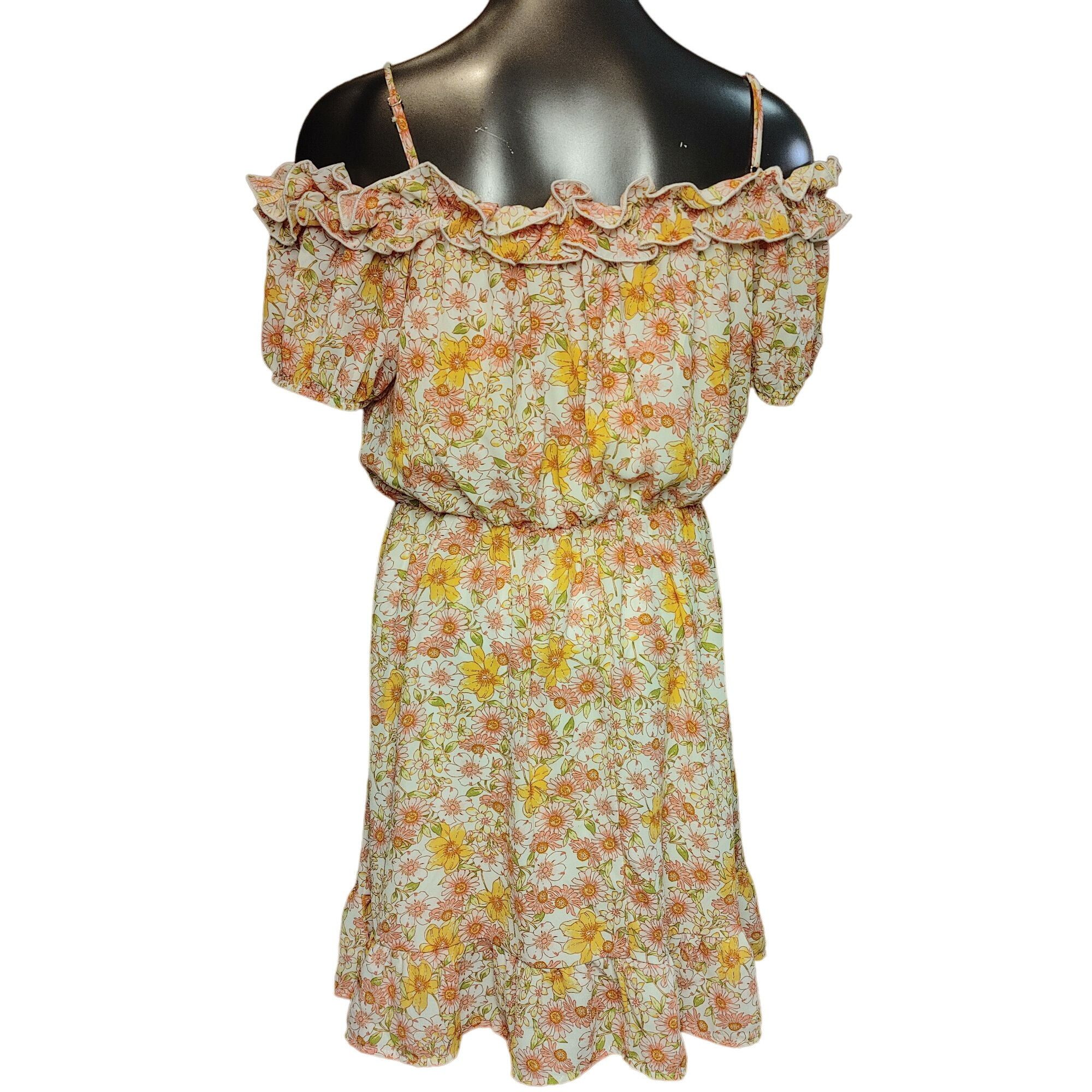Other Sienna Sky Women's Yellow Floral Off Shoulder Ruffled Short Size L / US 10 / IT 46 - 2 Thumbnail