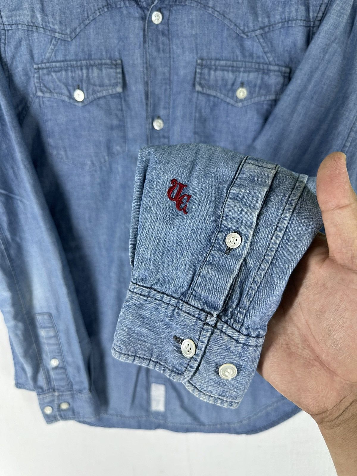 Undercover Vintage Undercoverism Denim Long Sleeve Collar Tee Size US S / EU 44-46 / 1 - 6 Thumbnail
