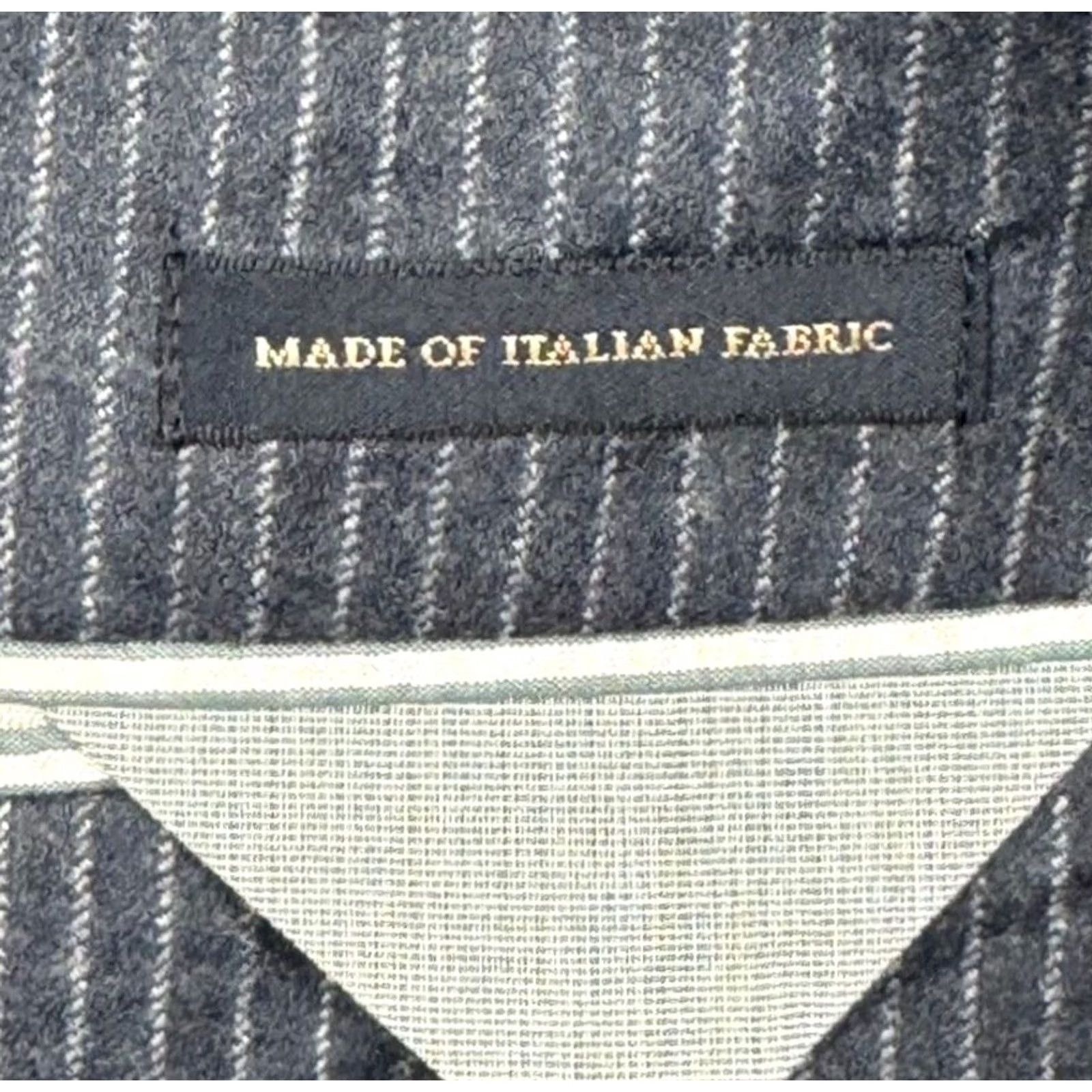 Banana Republic Banana Republic Men's Blazer Jacket Gray Railroad Stripe Flannel 2-Button 40R Size 40R - 5 Thumbnail
