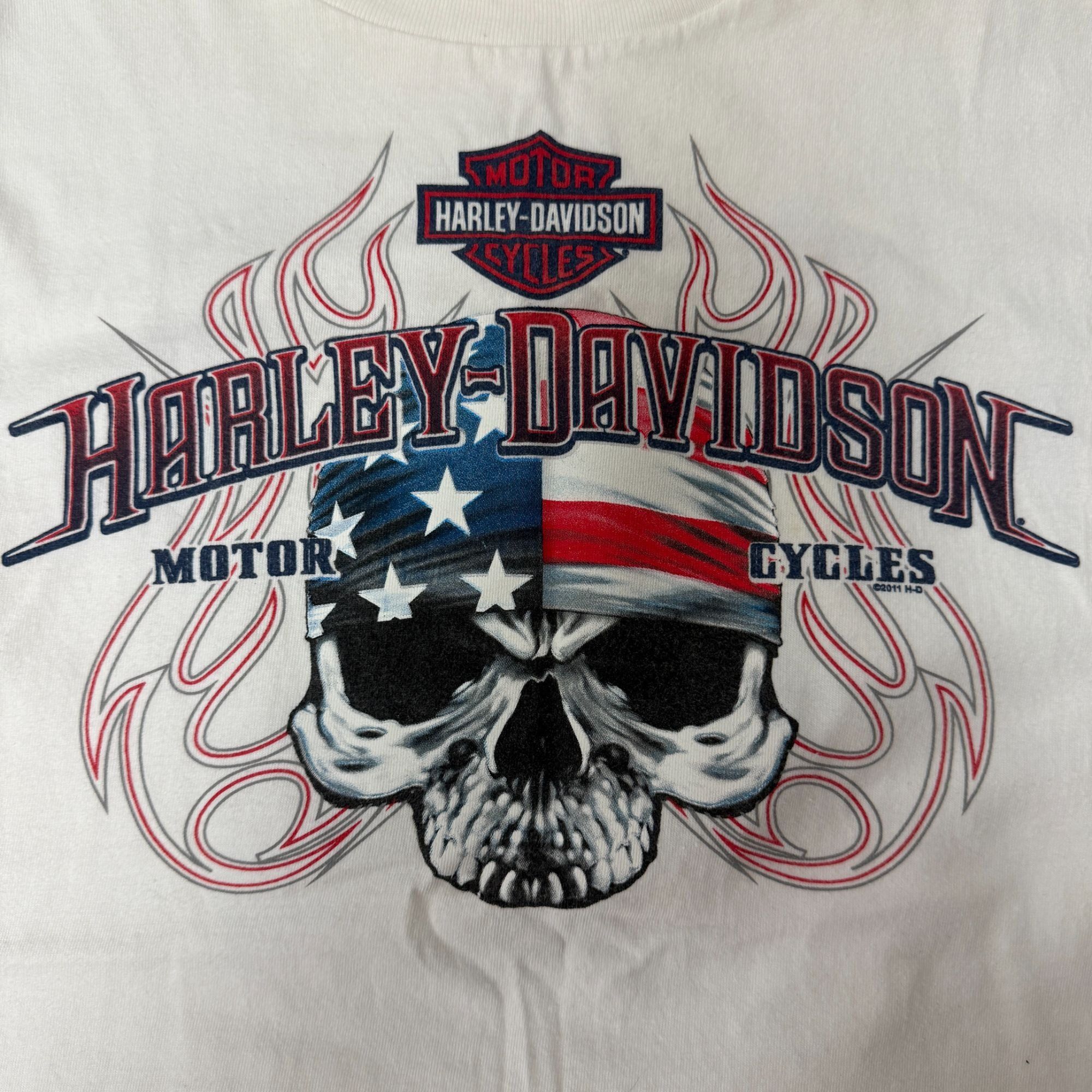 Harley Davidson H-D Motorcycle Emerald City Wa American USA FLAG SKULL Shirt Size US L / EU 52-54 / 3 - 4 Thumbnail