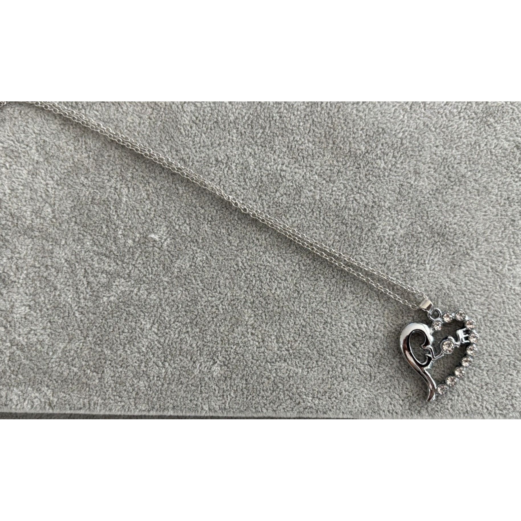 Other Heart-Shaped "Love" Rhinestone Pendant Necklace With Silver- Size ONE SIZE - 6 Thumbnail