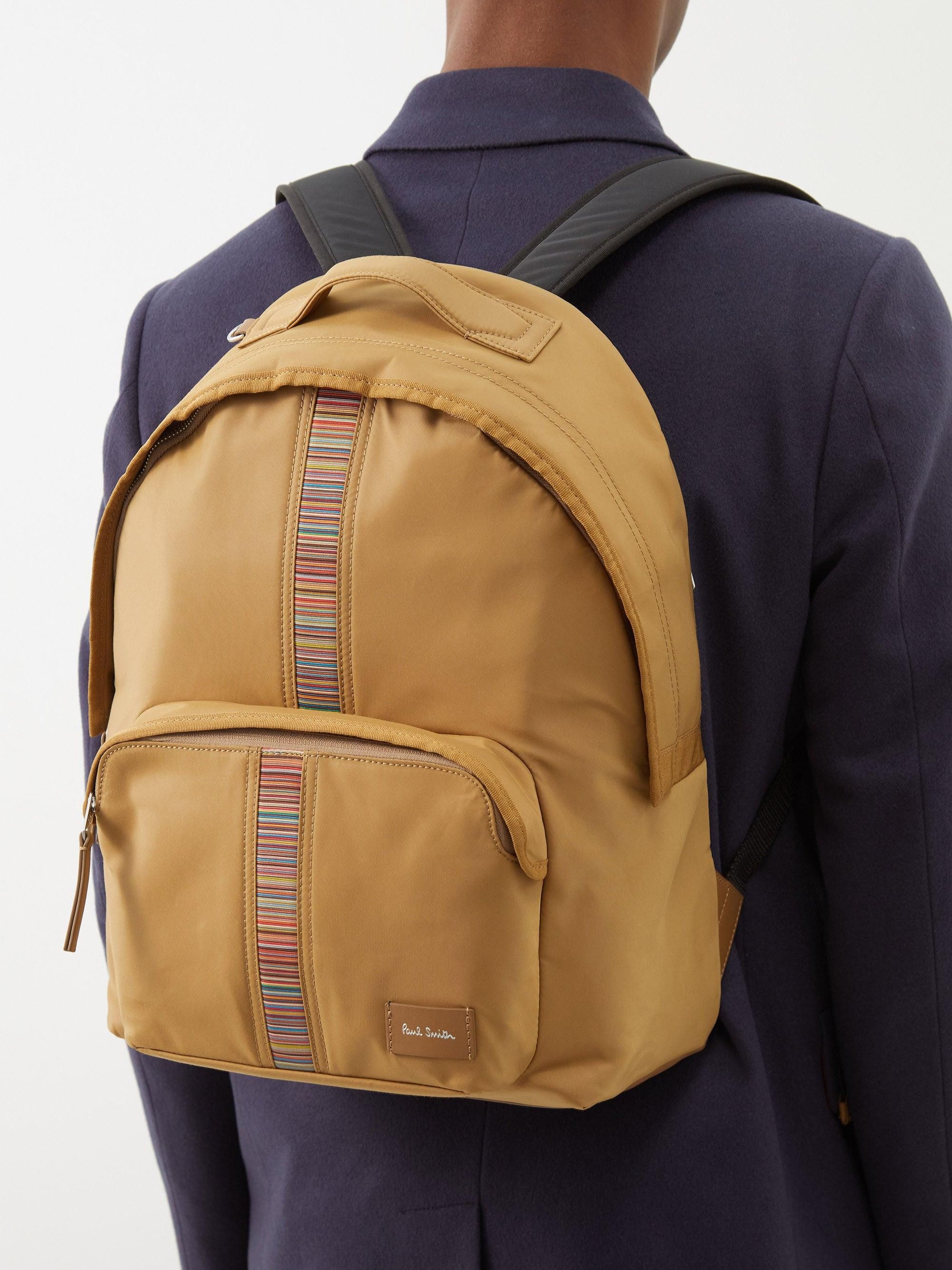 Paul Smith PAUL SMITH brown beige signature stripe nylon backpack bag Size ONE SIZE - 2 Thumbnail