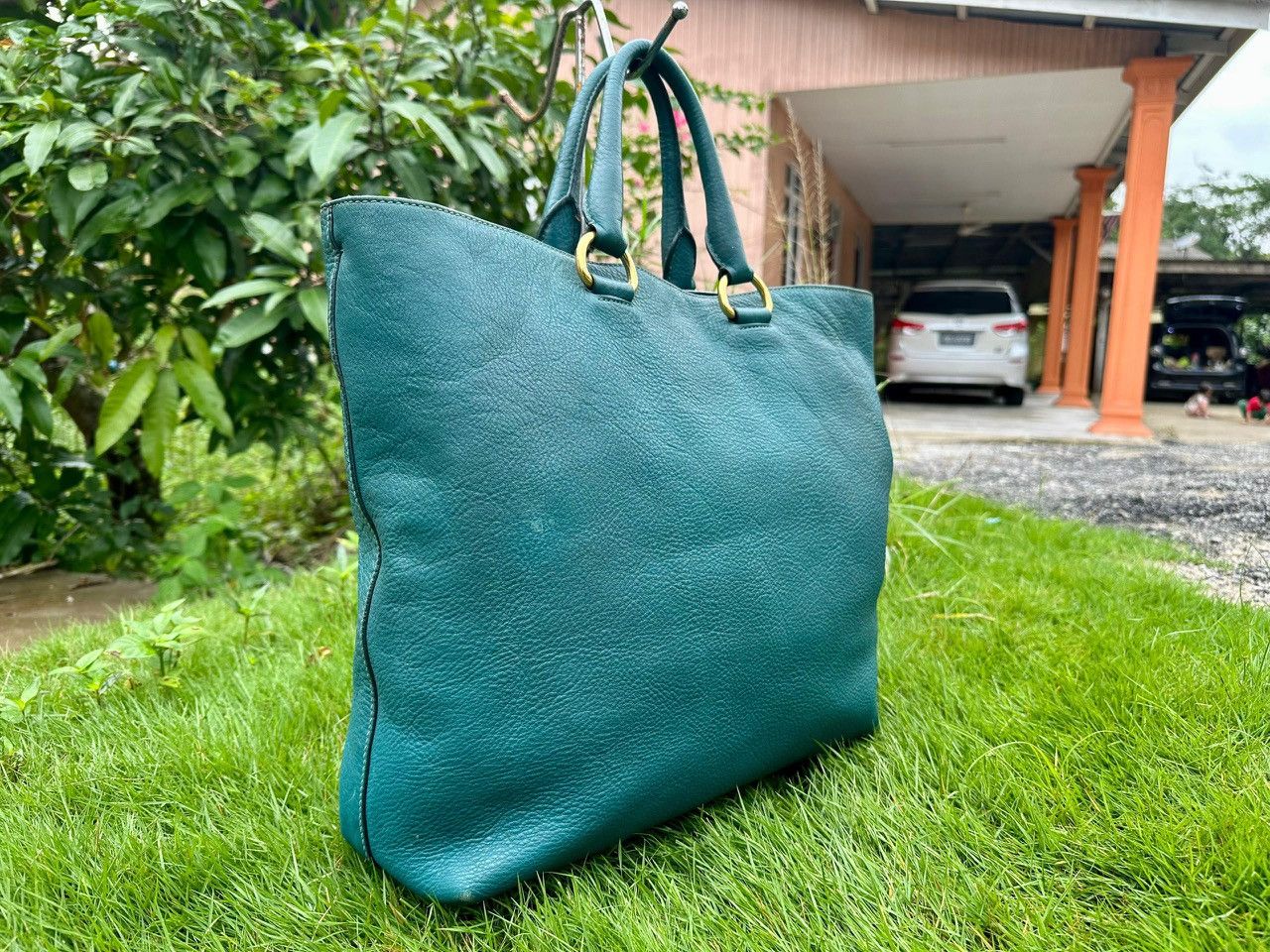 Prada Authentic Prada Vitello Daino Turchese Shopping Tote Bag Size ONE SIZE - 3 Thumbnail