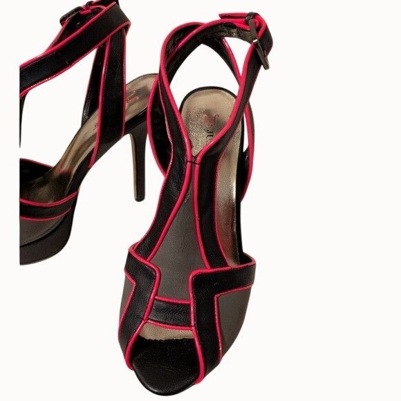 Other JustFab Black & Pink 5" High Heel Sandals With Adjustable Bu Size US 8.5 / IT 38.5 - 5 Thumbnail
