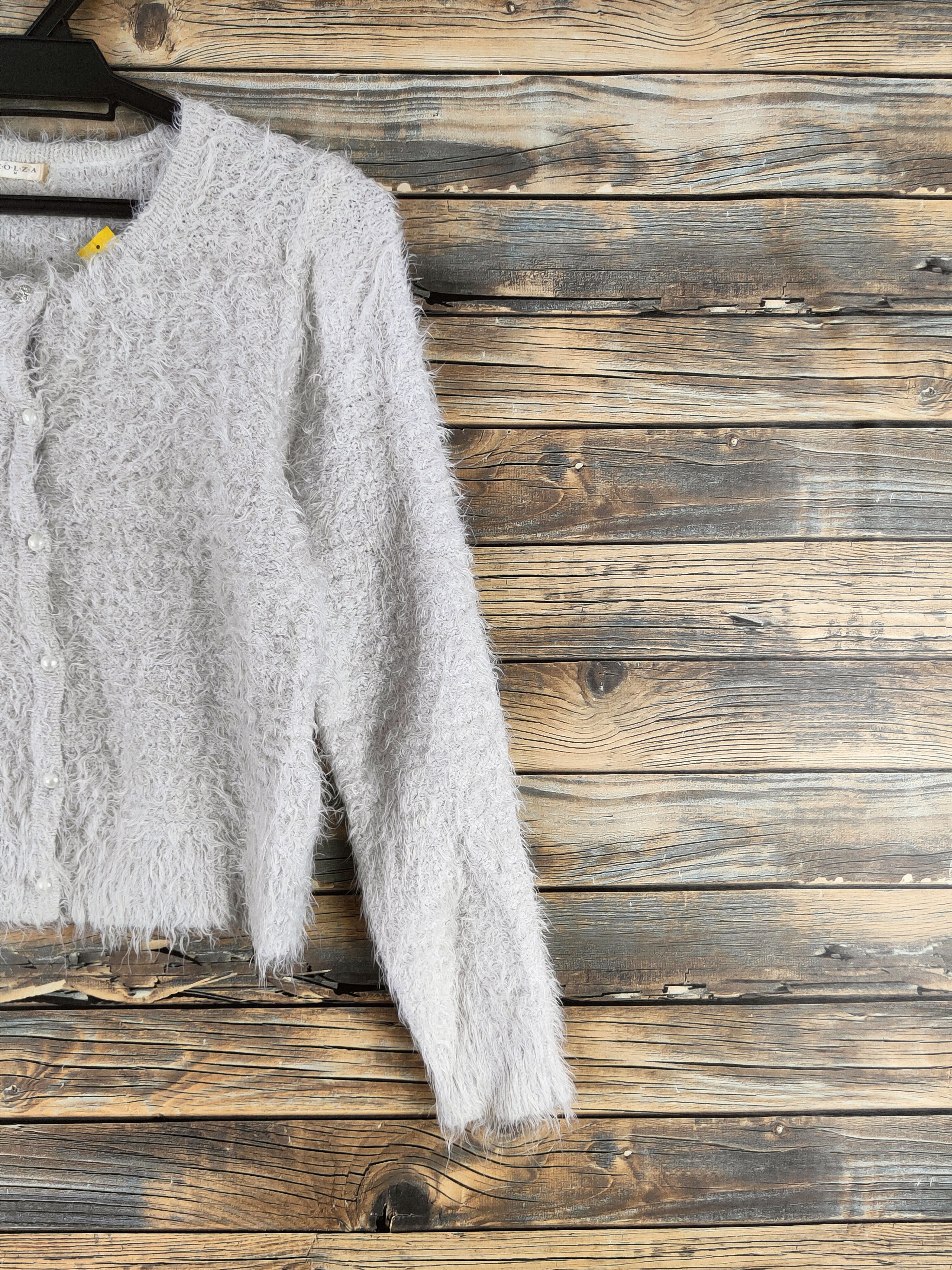 Japanese Brand DL Colza Gray Fur Mohair Knitwear Crop Tops #46-537 Size XS / US 0-2 / IT 36-38 - 5 Thumbnail