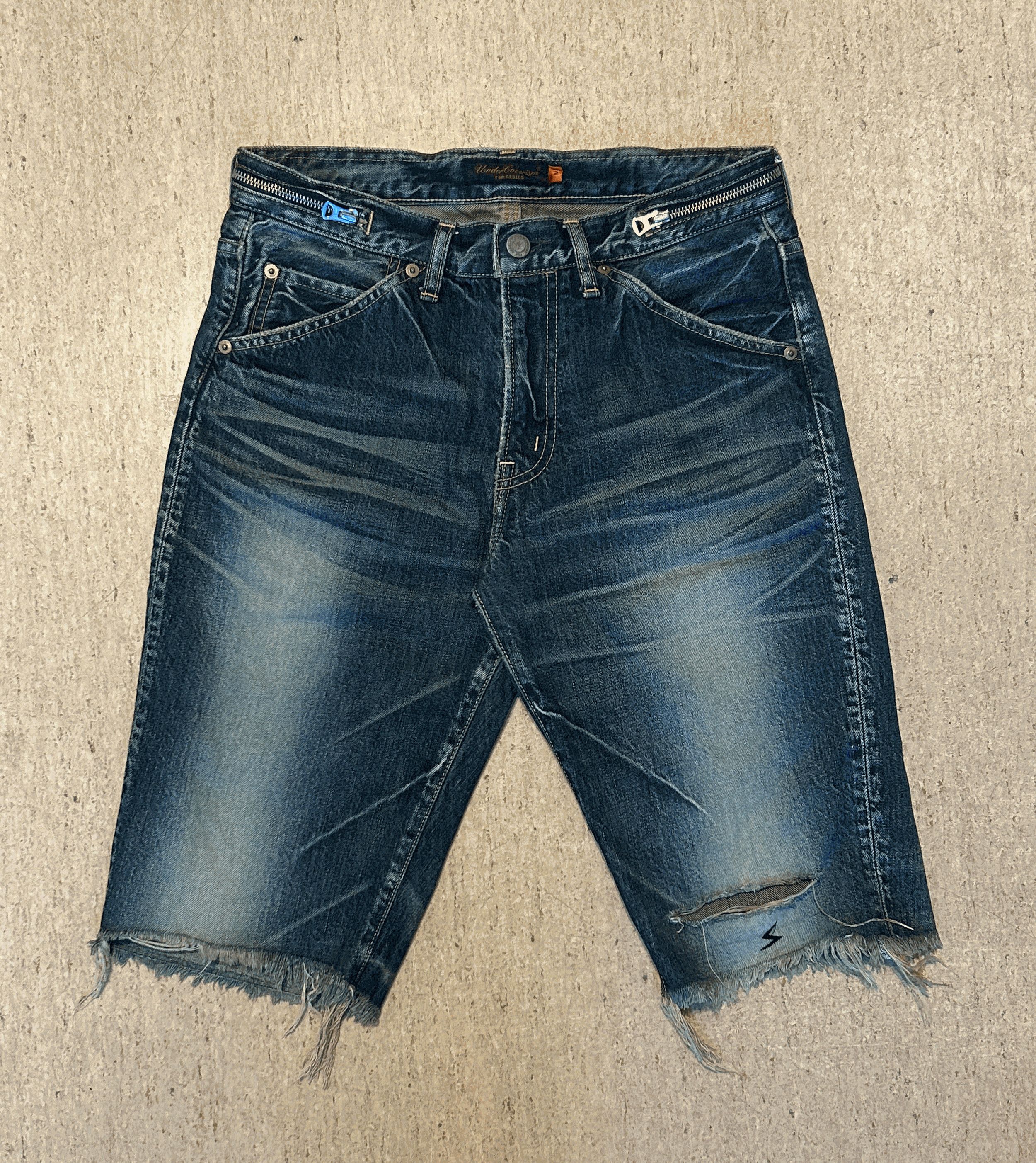 image of Undercover Ss07 "purple" Denim Zipper Shorts in Indigo, Men's (Size 30)