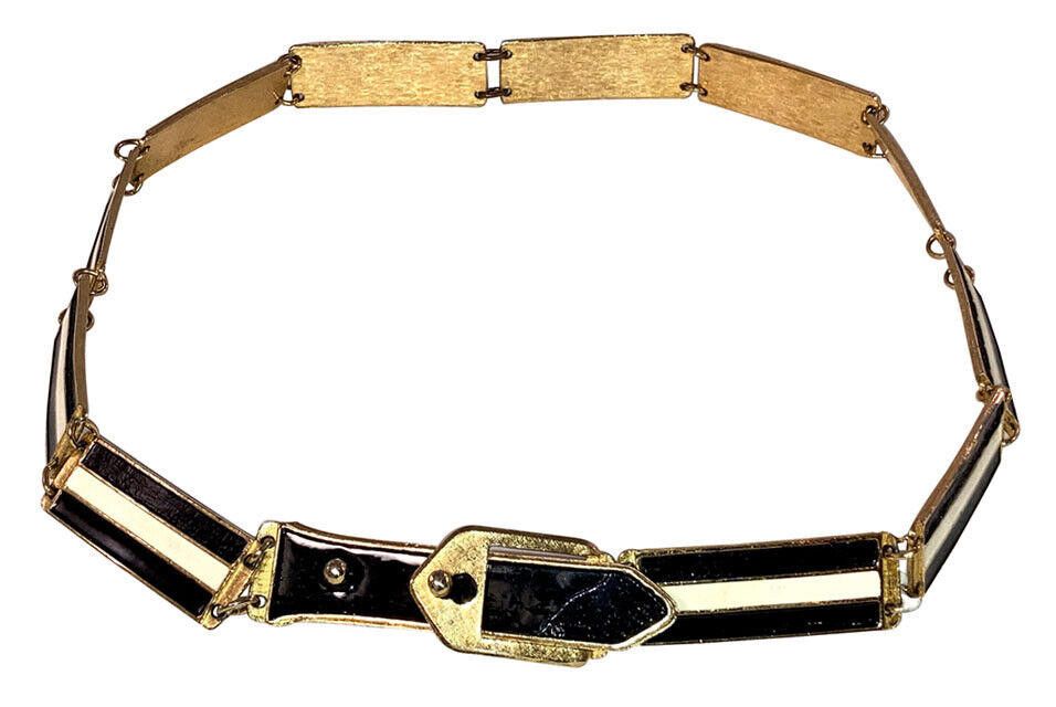 Designer Accessocraft NYC Gold Tone Black and White Enamel Belt Size ONE SIZE - 1 Thumbnail