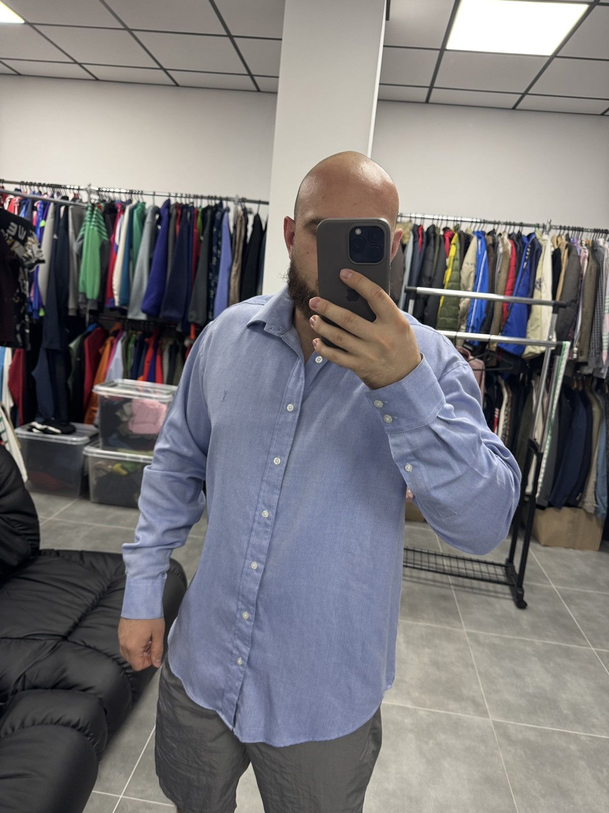 Yves Saint Laurent Vintage Yves Saint Laurent YSL Blue Button Shirt Long Sleeve Size US L / EU 52-54 / 3 - 2 Thumbnail