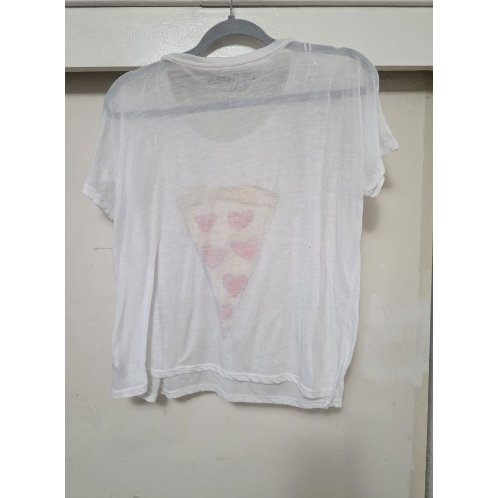 Vintage Bethany Mota LOVE A SLICE OF PIZZA T-Shirt Womens Medium Off-White Lightweight Semi-Sheer Relaxed Shirt Size M / US 6-8 / IT 42-44 - 5 Thumbnail