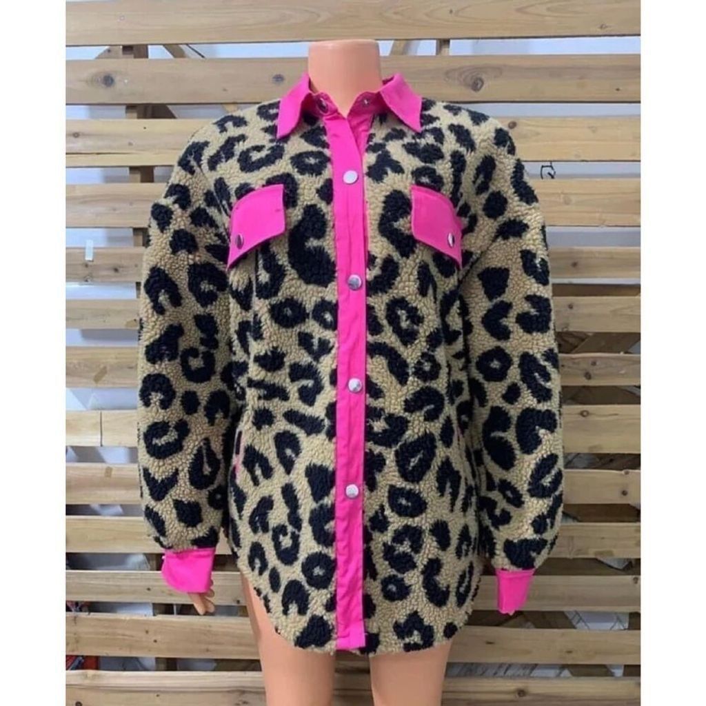 Other Oversized Leopard Print Sherpa Jacket Casual Boho Top Sz L Size L / US 10 / IT 46 - 3 Thumbnail