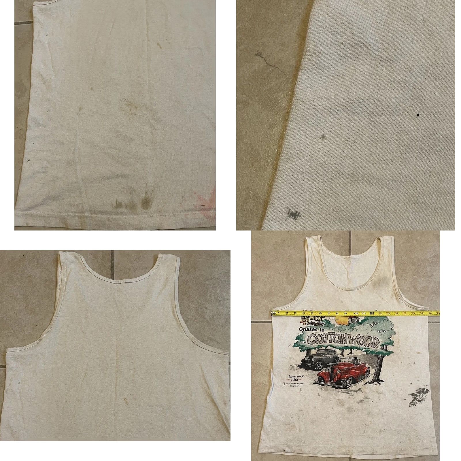 Vintage VINTAGE 80s Arizona Hot Rod Thrashed Faded Distressed Tank Top S White, Single Stitch, Men, T-Shirt, Sleeveless, Small, Cars, Biker, Punk, Grunge Size US S / EU 44-46 / 1 - 9 Thumbnail