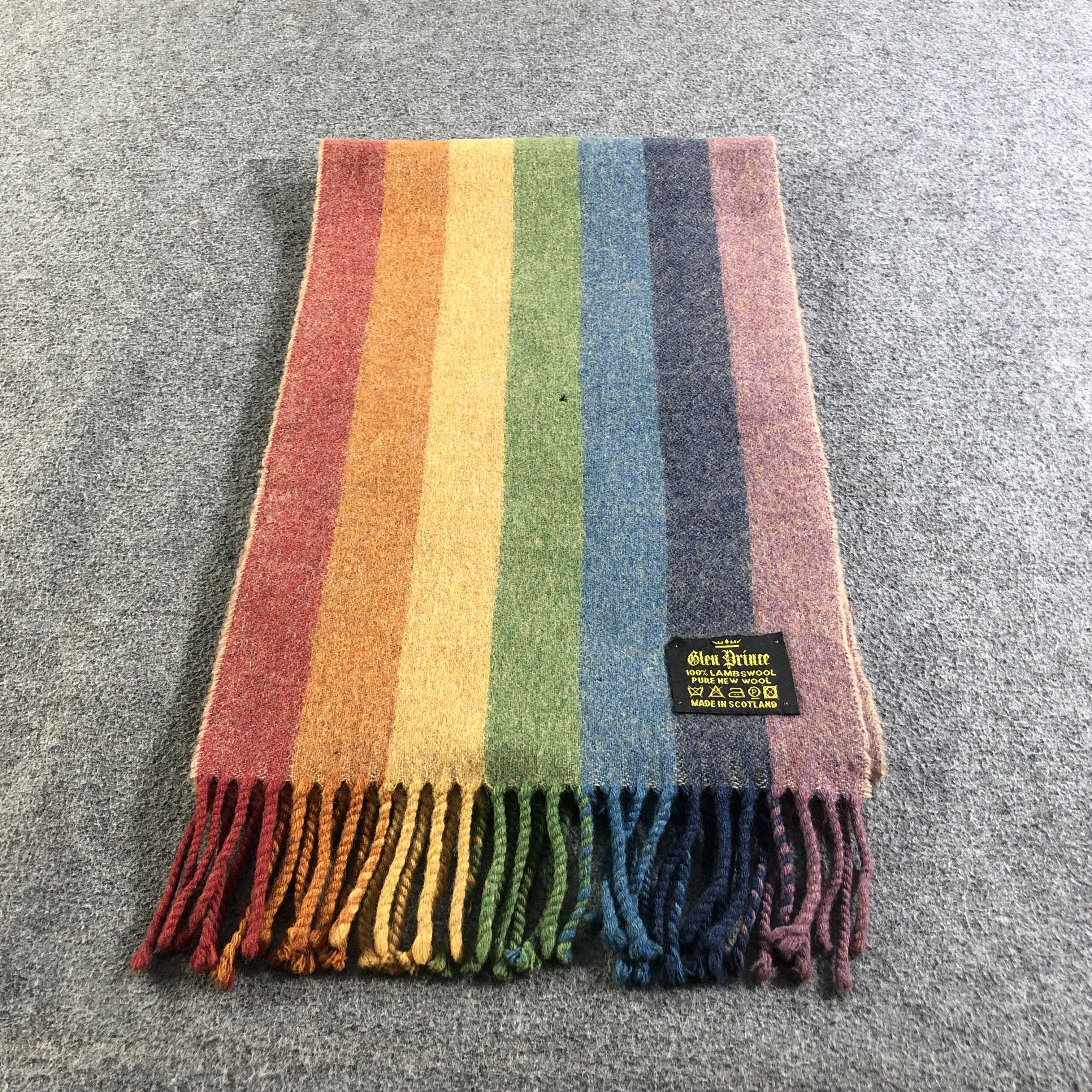 Vintage Glen Prince Striped Wool Scarf Muffler Neckwear V2498 Size ONE SIZE - 2 Thumbnail