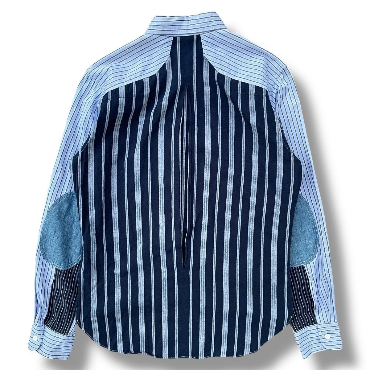 Junya Watanabe Junya Watanabe AD2014 Switching Navy Striped Linen Shirt Size US XS / EU 42 / 0 - 9 Thumbnail