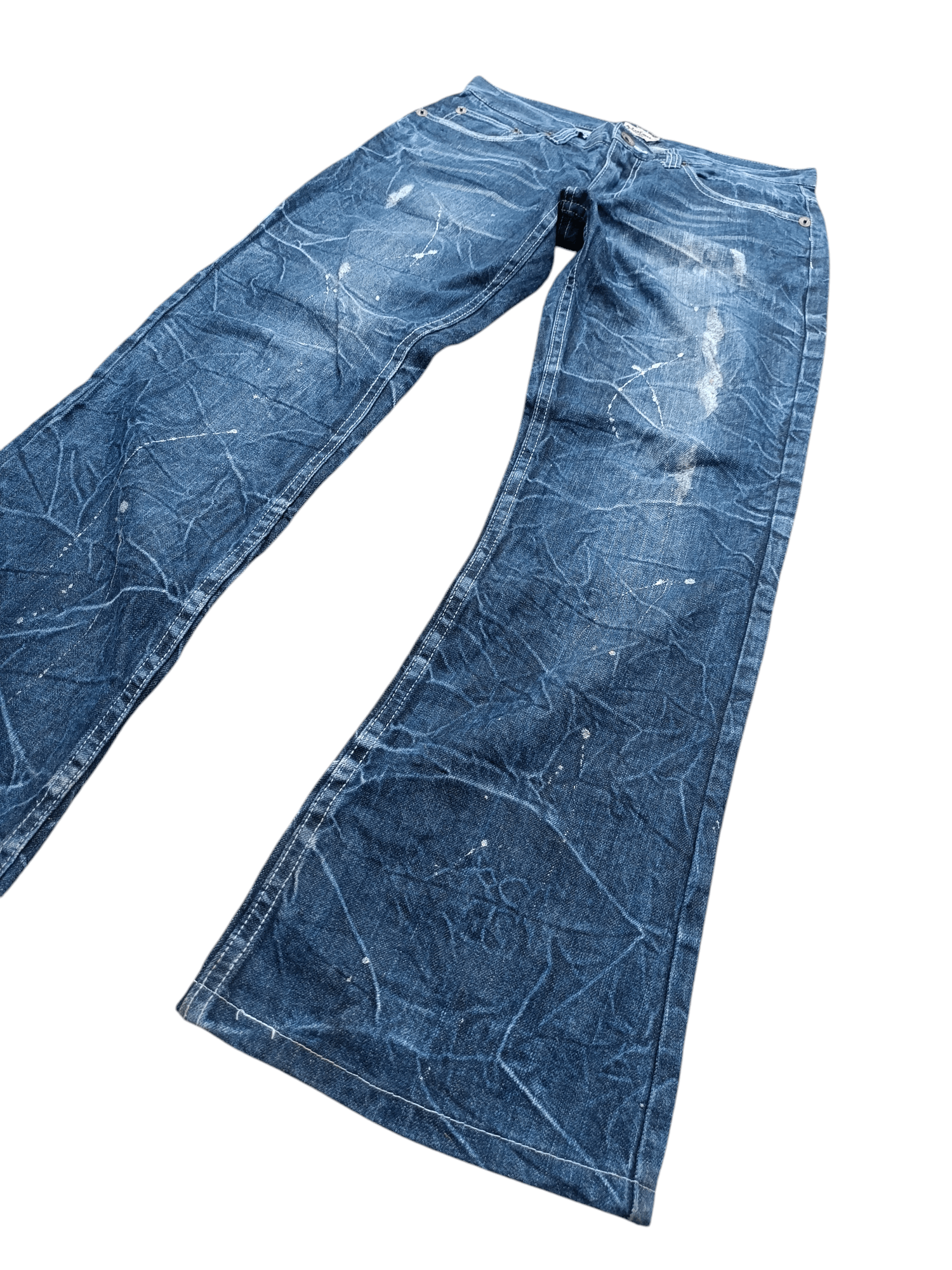 Japanese Brand × Le Grande Bleu (L.G.B.) × Tornado Mart RARE Flared Nylaus Whiskers Distressed Jeans Size US 31 - 2 Thumbnail