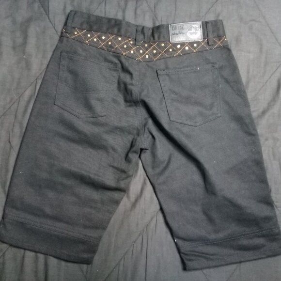 Vintage Vintage Y2K Blue Stitch Denim Jeans Shorts Black Size US 34 / EU 50 - 4 Thumbnail