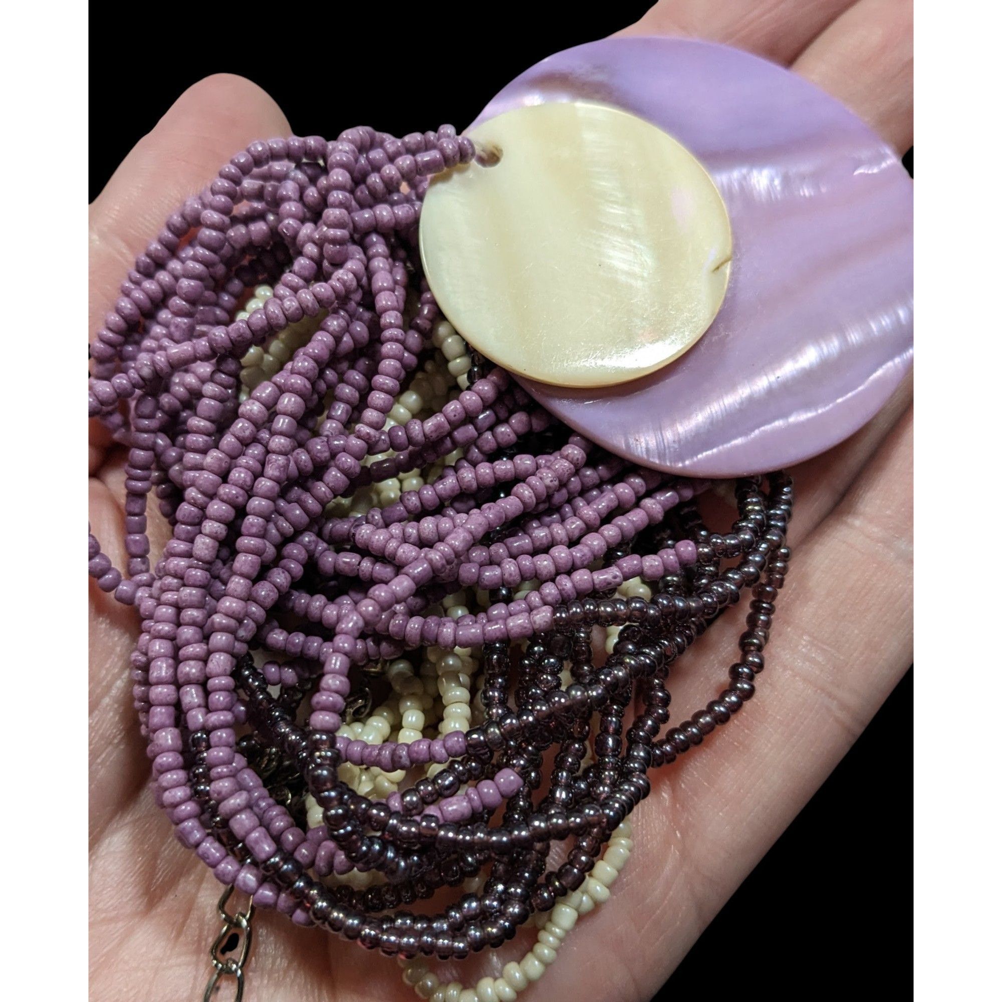 Other Neutral Mermaidcore Purple And White Glass Beaded Shell Pend Size ONE SIZE - 3 Thumbnail
