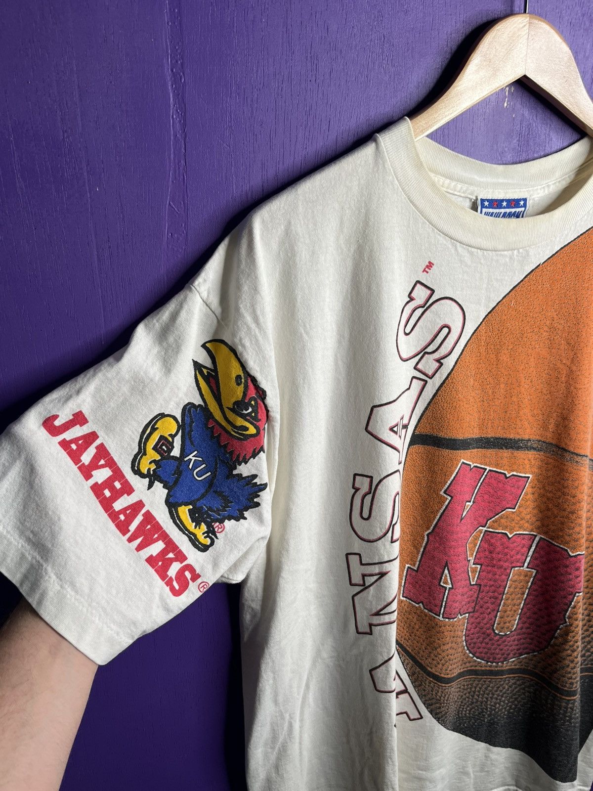 Vintage Vintage 90s Kansas Jayhawks big ball AOP t-shirt Size US XL / EU 56 / 4 - 3 Thumbnail