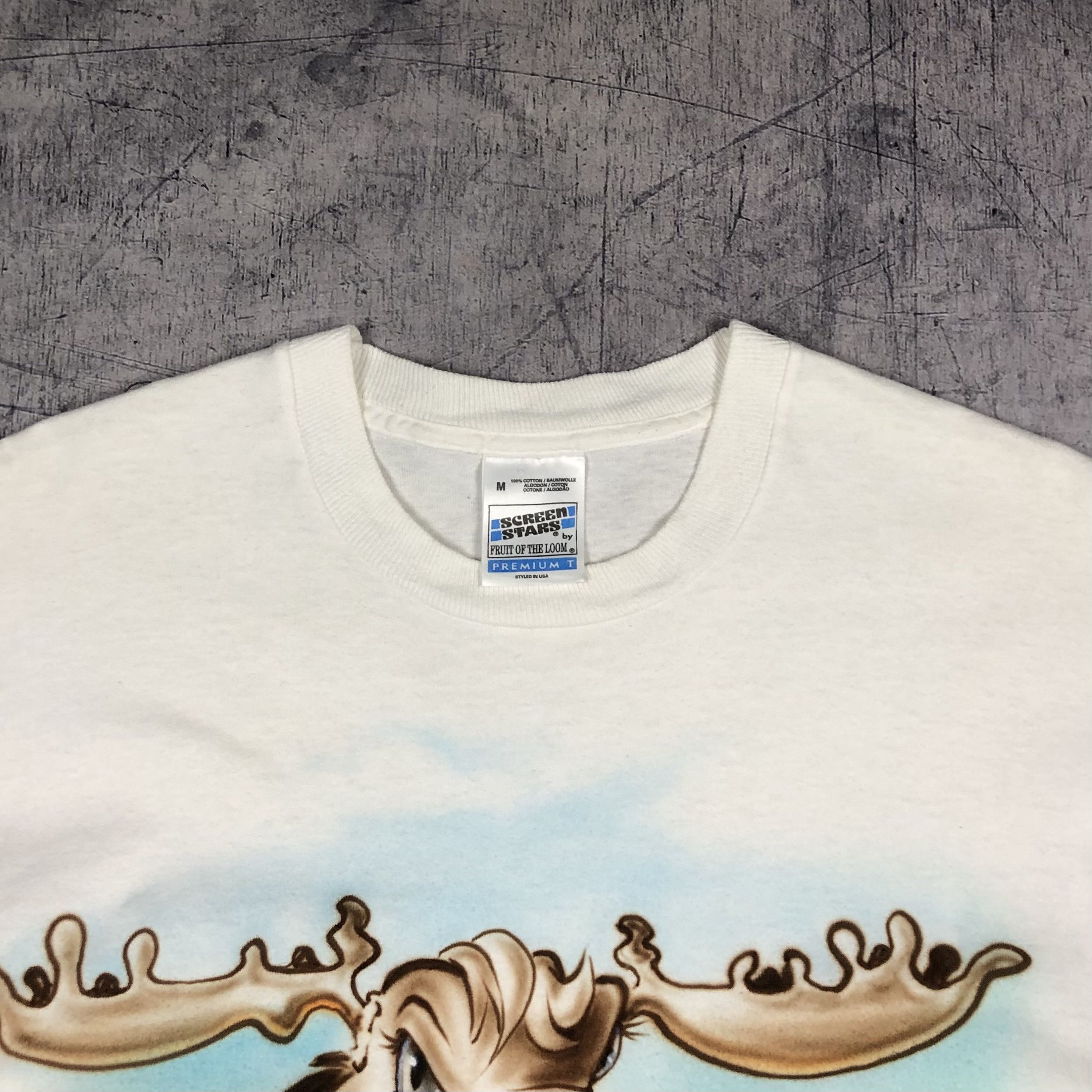 Handmade 90s Aerograph 1Of1 Handpaint Moose On Road Tee Size US L / EU 52-54 / 3 - 5 Thumbnail