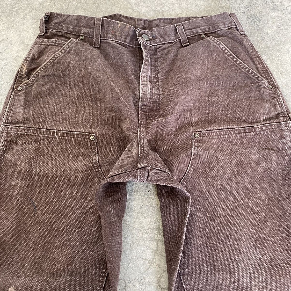 Carhartt × Vintage VTG Carhartt Double Knee Faded Brown Carpenter Work Pants Size US 34 / EU 50 - 13 Thumbnail