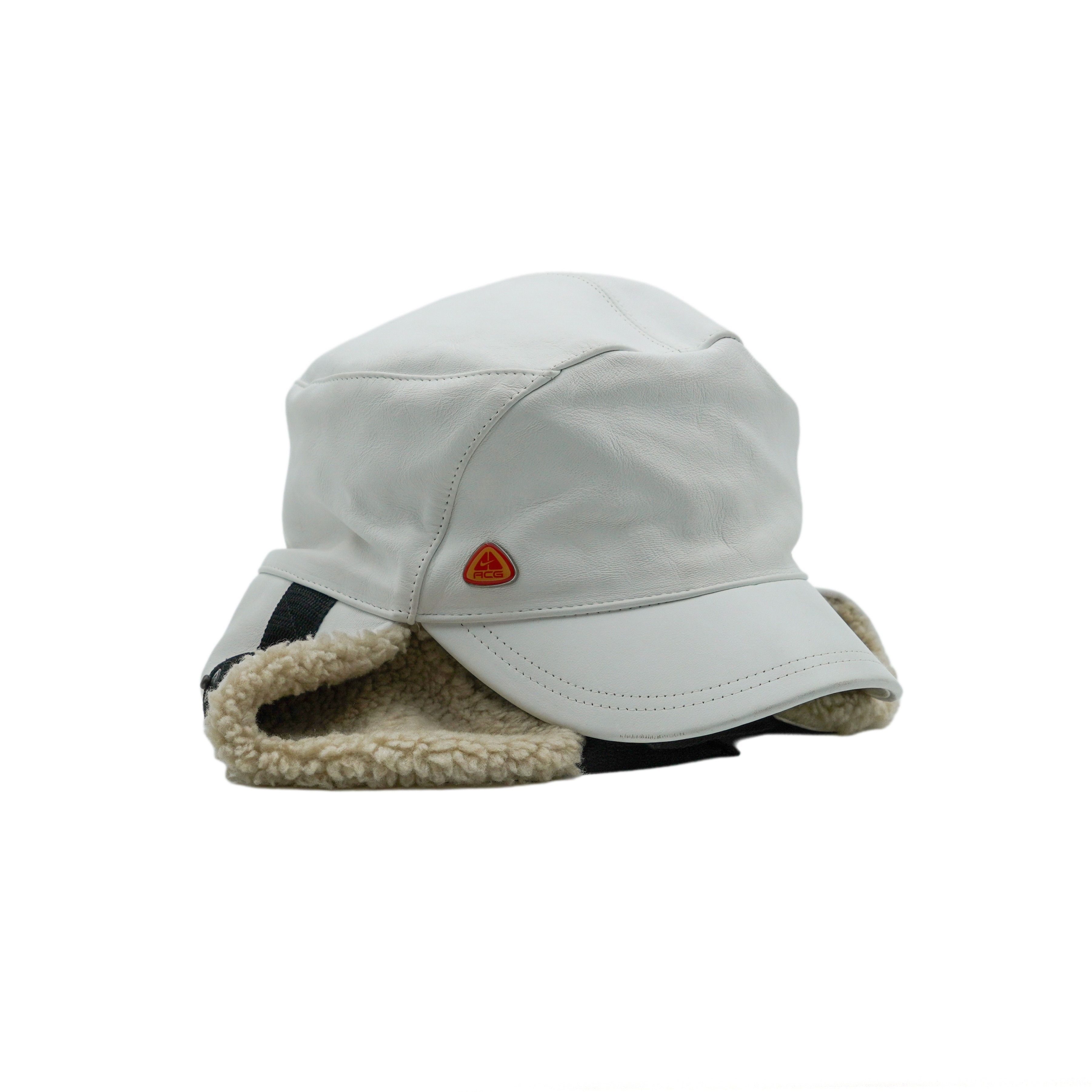 Nike ACG Nike ACG White Leather Shearling Lined Logo Ear Flap Hat Size ONE SIZE - 1 Thumbnail