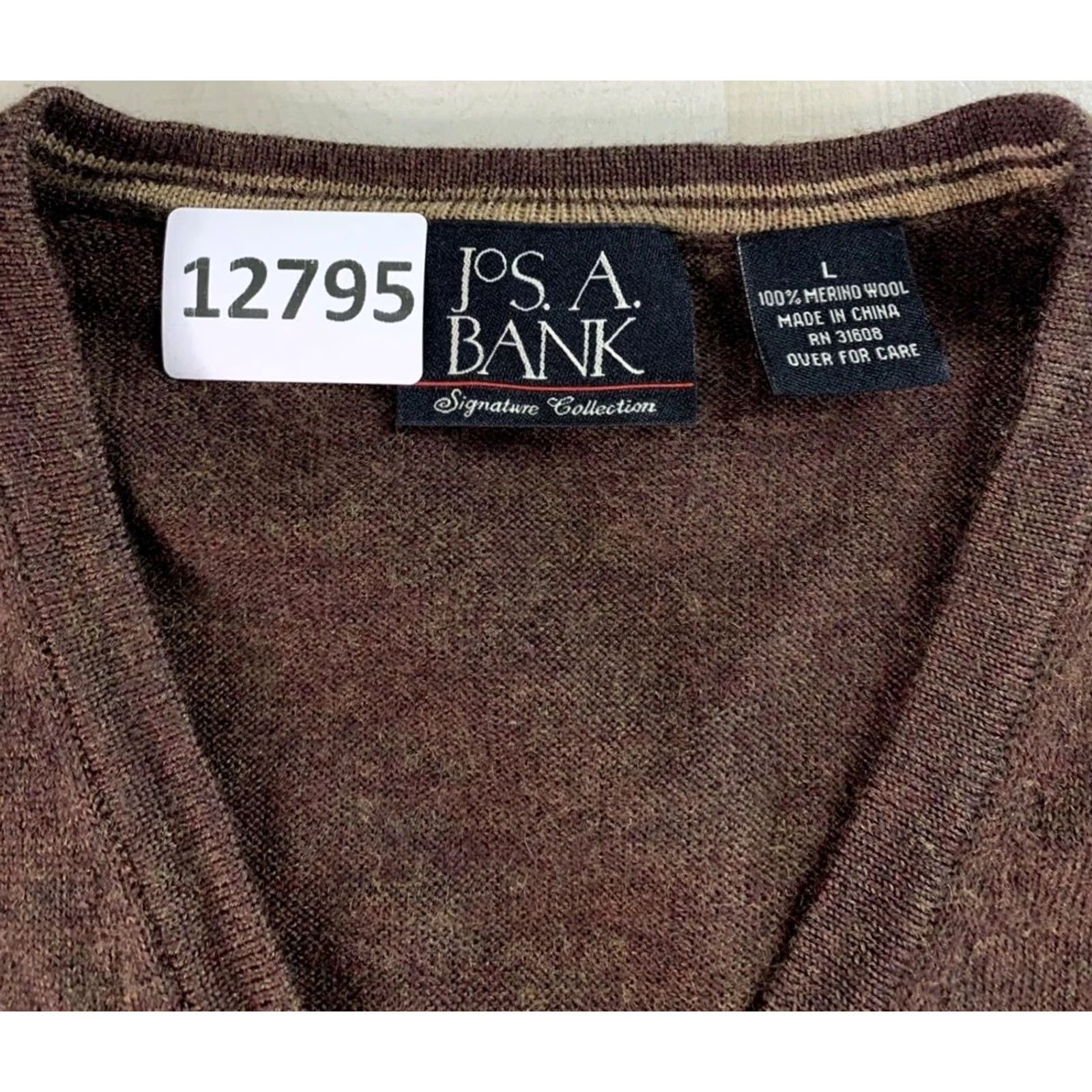 Jos. A. Bank Jos A Bank 100% Merino Wool Brown Knit Sweater Vest Mens Large-12795 Size US L / EU 52-54 / 3 - 3 Thumbnail