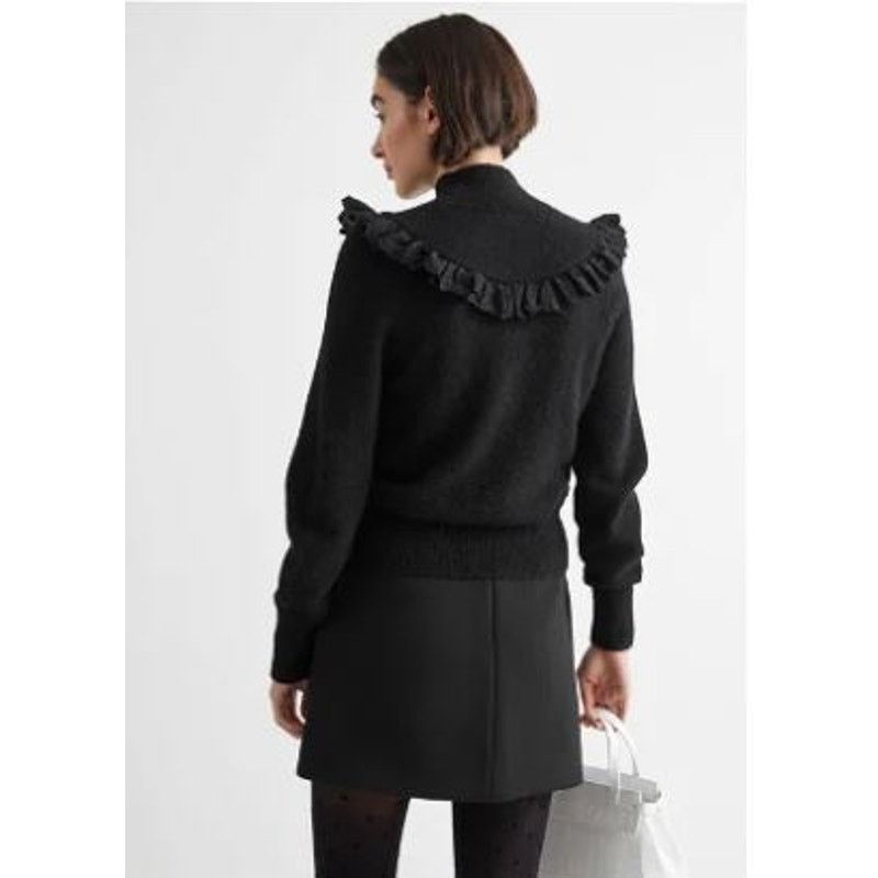 & Other Stories Ruffled Turtleneck Knit Sweater Black Women