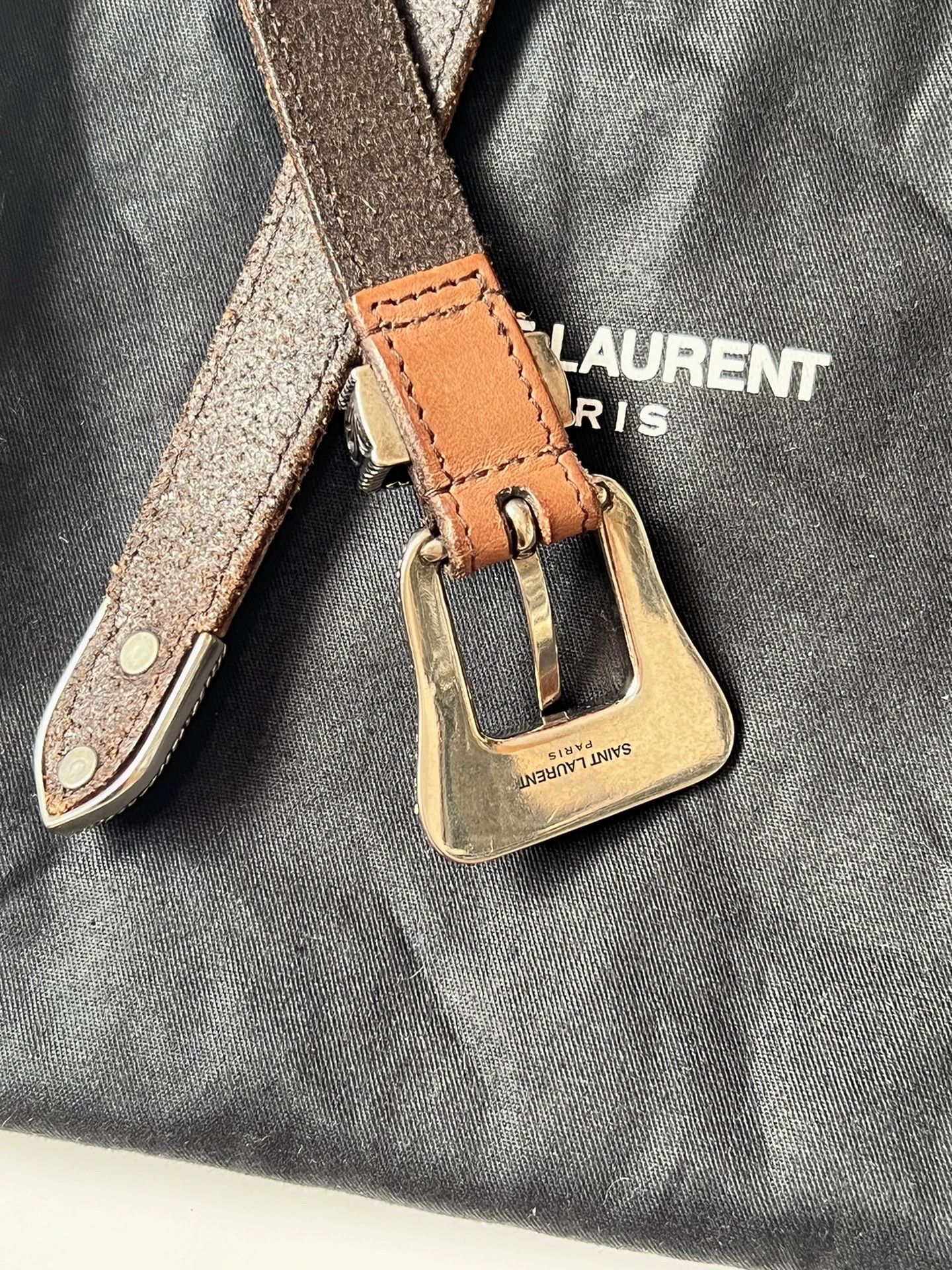 Saint Laurent Paris Saint Laurent SLP Carved Western Leather Belt 85cm Tan Size ONE SIZE - 4 Thumbnail