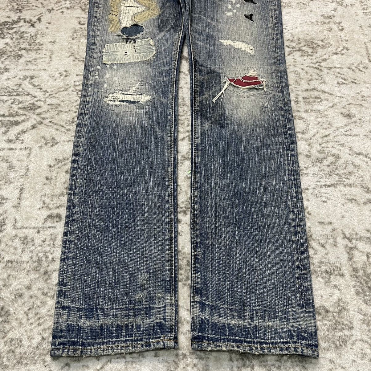 Japanese Brand 2000s Antgauge Japan Double Waist Newspaper Boro Jeans Size US 29 - 4 Thumbnail