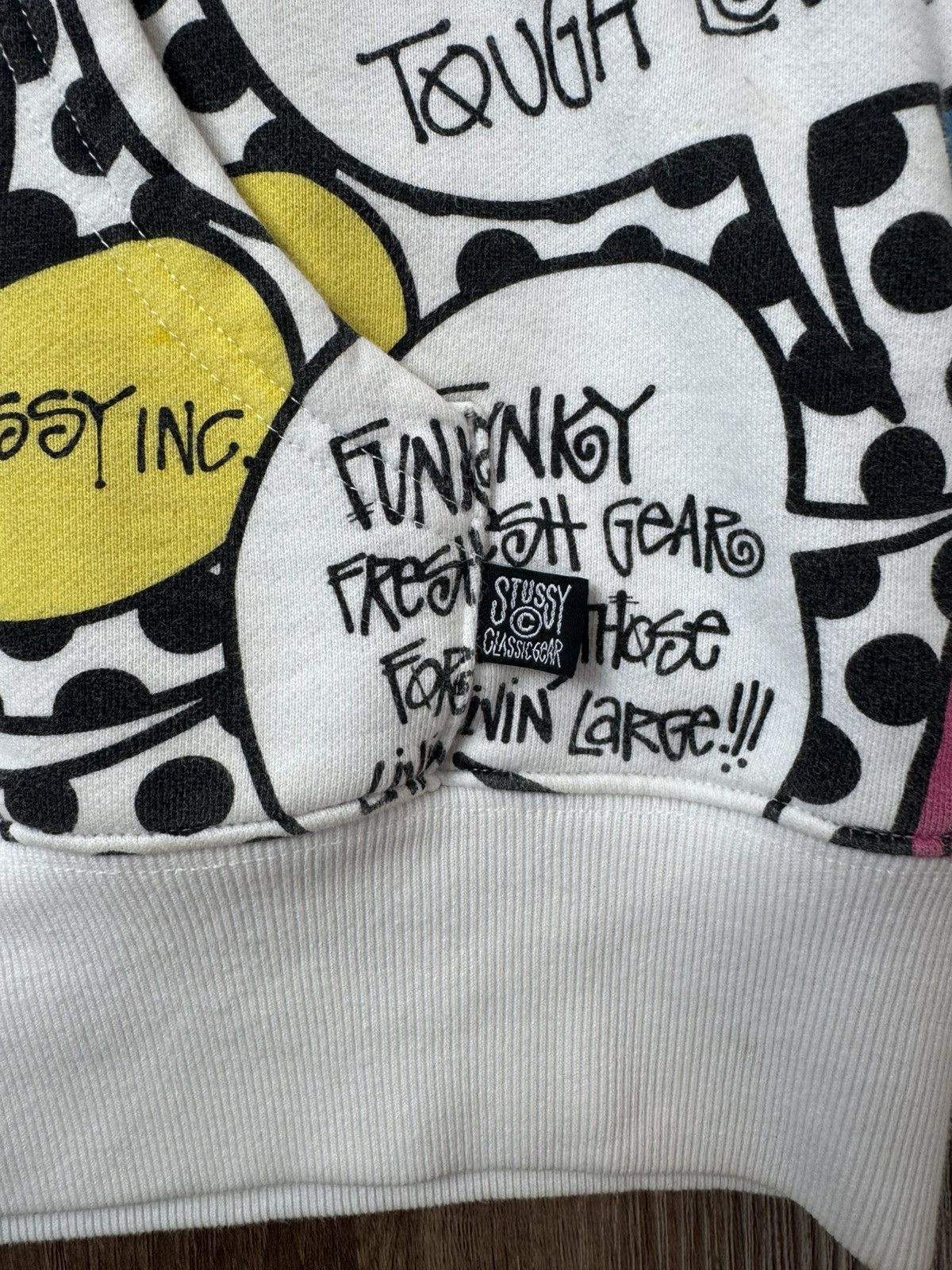 Stussy VINTAGE STUSSY SPEECH BUBBLE STAND FIRM FULL PRINT hoodie Size US XL / EU 56 / 4 - 5 Thumbnail
