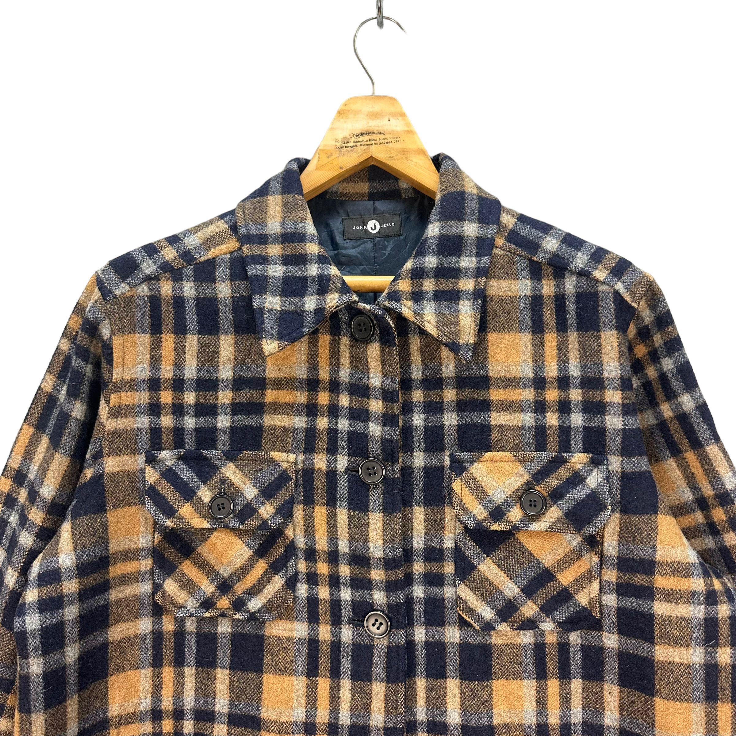 Japanese Brand JOHN JELLO TARTAN WOOL FLANNEL JACKET #8069-200 Size XL / US 12-14 / IT 48-50 - 2 Thumbnail