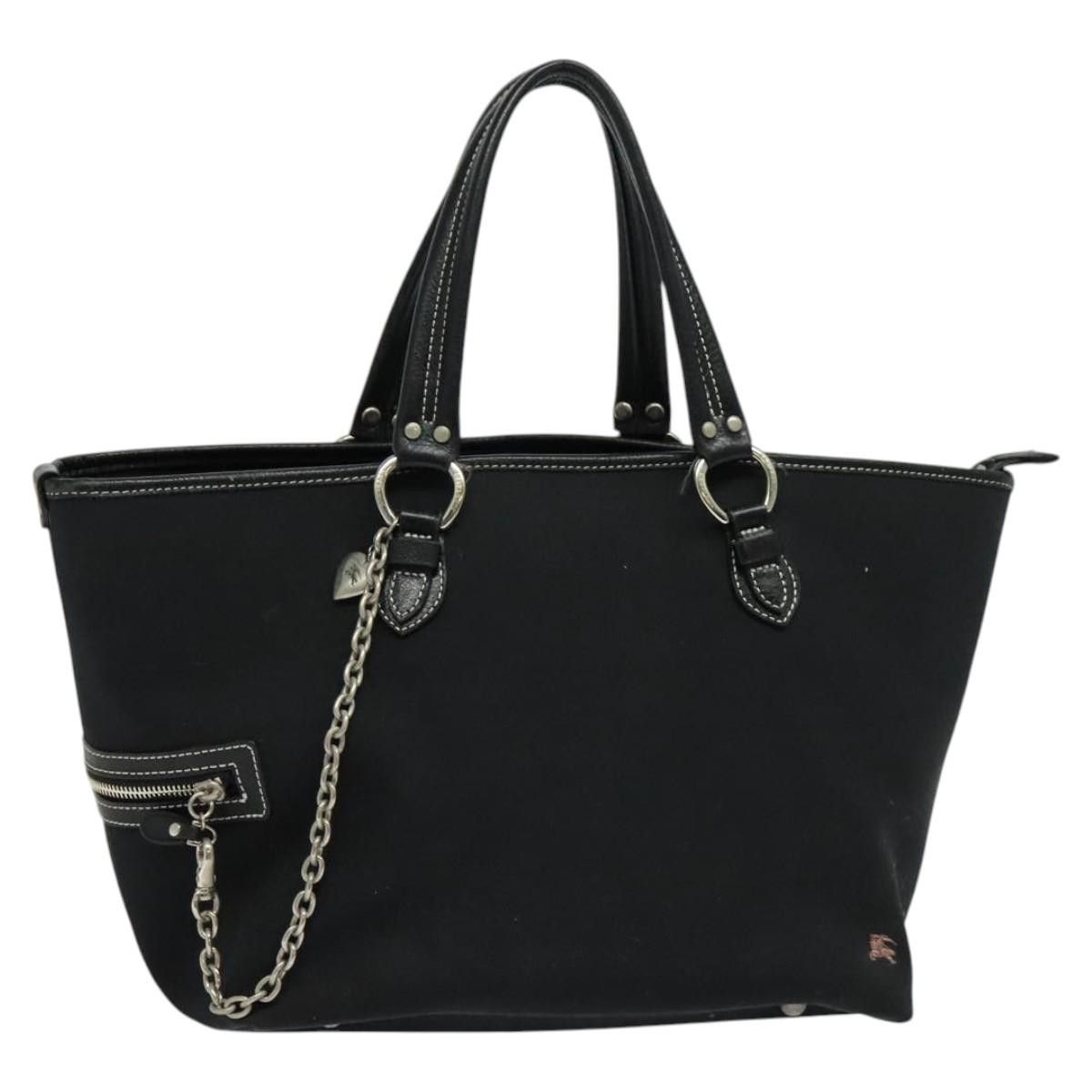 Burberry Blue Label Tote Bag Canvas Black Silver Auth Th5950, Women's
