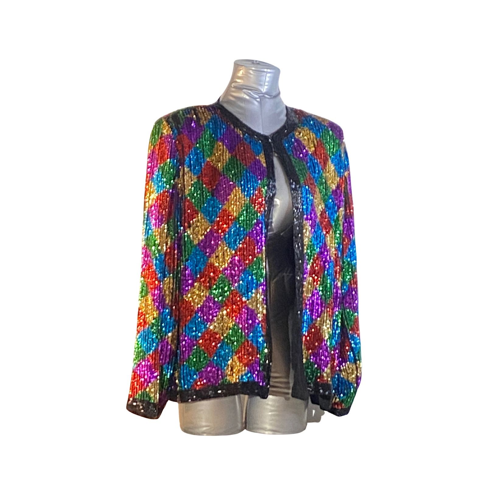 Other Vintage Royal Feelings Rainbow Sequin Jacket 100% Silk XL Size XL / US 12-14 / IT 48-50 - 1 Thumbnail