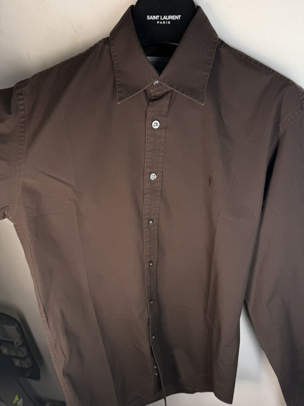 Yves Saint Laurent Brown YSL Shirt Button Up Dress Luxury Casual Collar Y2k Size US S / EU 44-46 / 1 - 20 Thumbnail