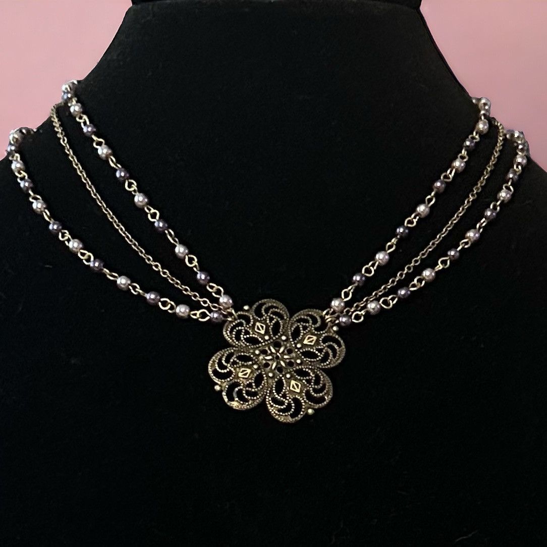 Other Multi strand filigree flower bead chain necklace Size ONE SIZE - 1 Thumbnail