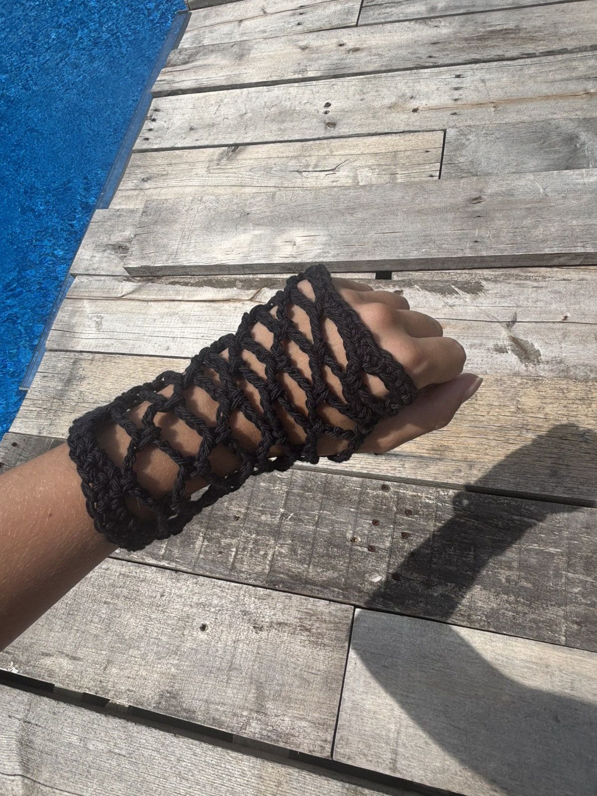 Handmade Crochet Fishnet Fingerless Gloves Size ONE SIZE - 9 Thumbnail