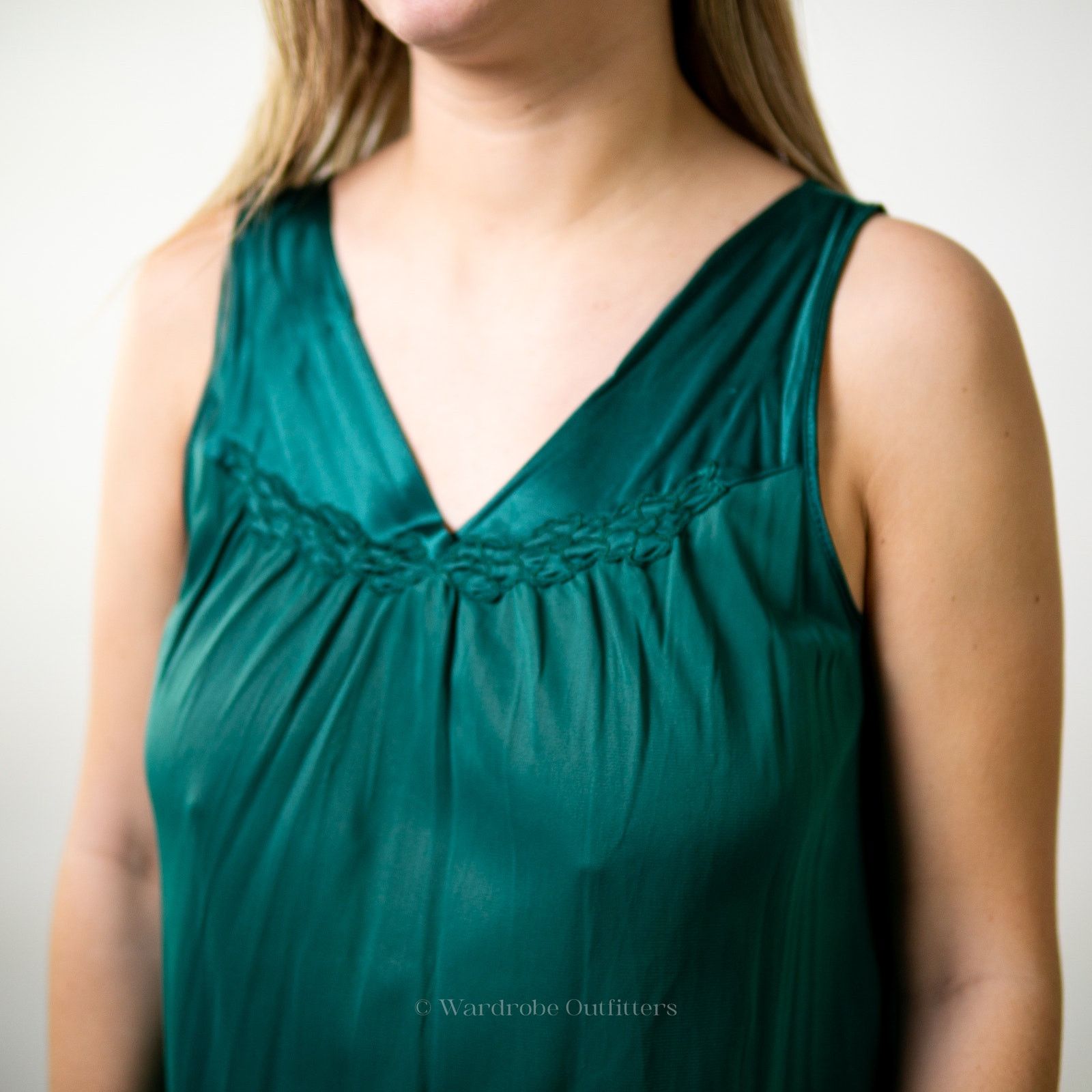 Vintage Vintage Emerald Green Lingerie Nightgown Size ONE SIZE - 4 Thumbnail