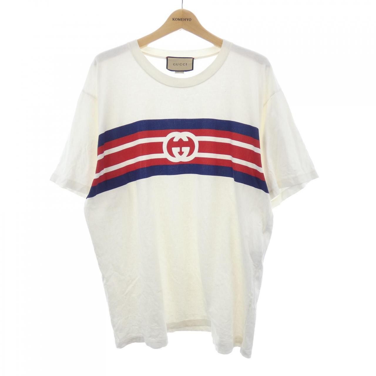Gucci Gucci Gucci Interlocking G Stripe Print Cotton T Shirt Textile T-Shirts 616036XJDAG DUTY FREE for USA Size ONE SIZE - 1 Thumbnail