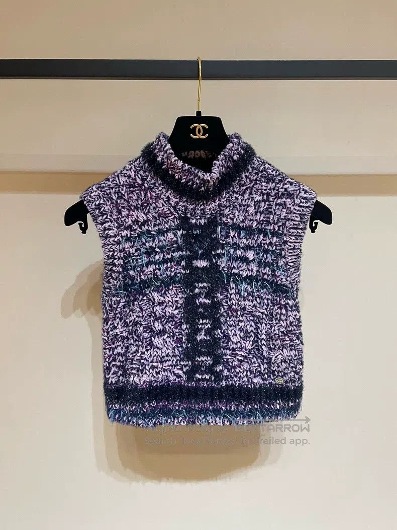 Chanel Chanel 23p purple stick needle knitted sweater vest Size XS / US 0-2 / IT 36-38 - 1 Thumbnail