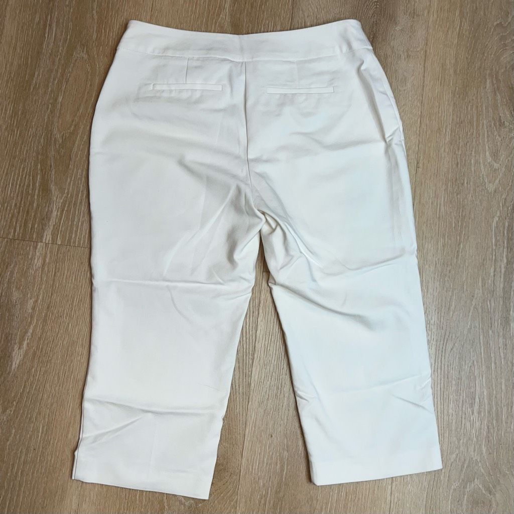 Apt. 9 Apt. 9 White Capri Cropped Trouser Pants, Back Slit Pockets, Size 28" / US 6 / IT 42 - 12 Thumbnail