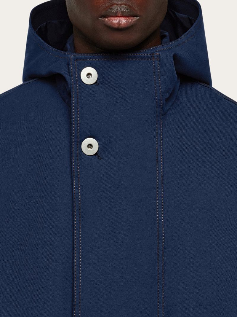 Salvatore Ferragamo o1s1rm0126 Denim Hooded Blouson Jacket in Blue Size US S / EU 44-46 / 1 - 5 Thumbnail