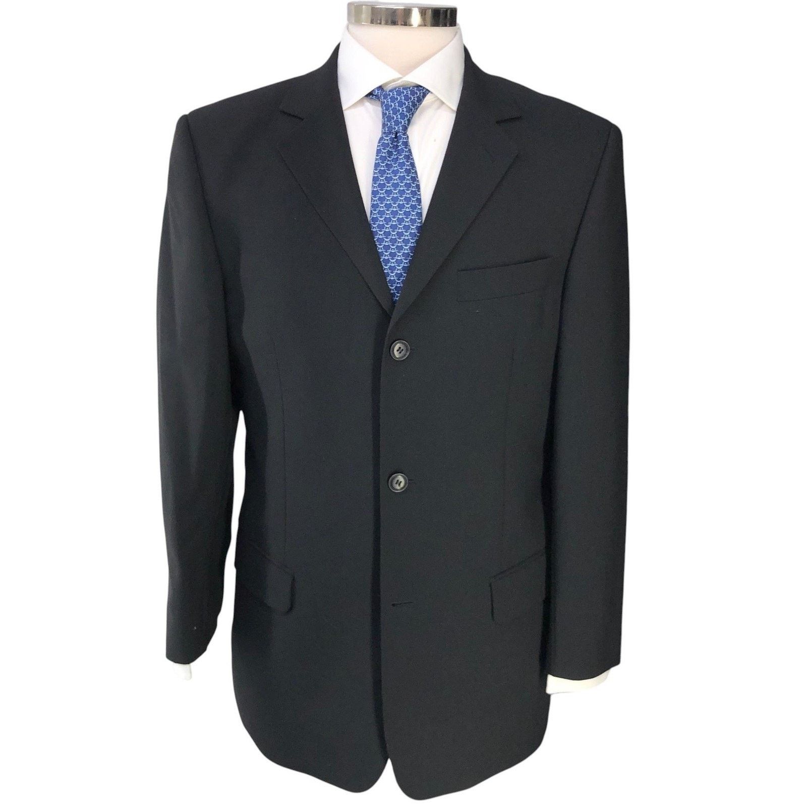 s.Oliver s.Oliver Blazer 46 Black Lars Wool Blend Three Button Jacket Size 42R - 13 Thumbnail