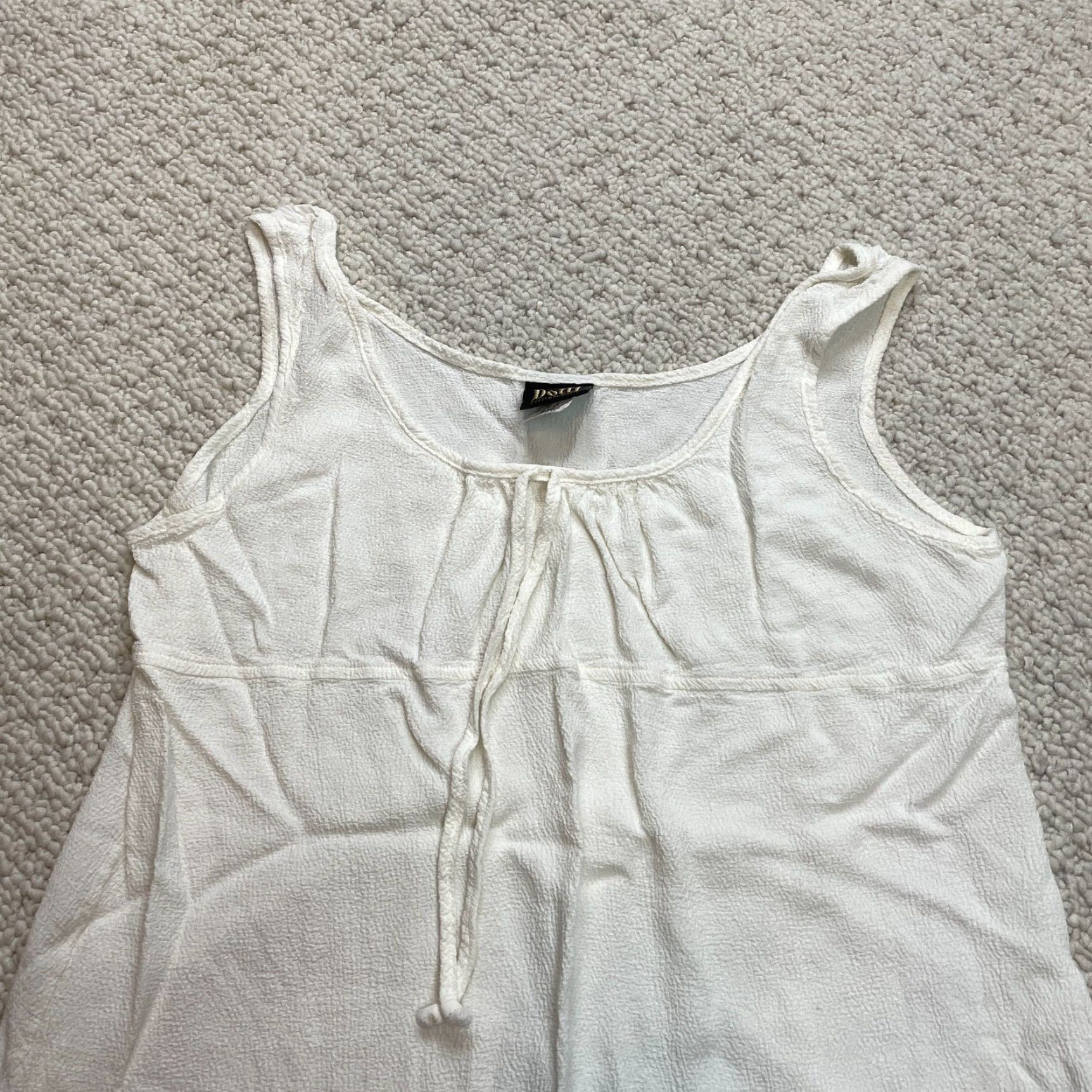 Vintage Dotti Tank Top Shirt Womens XL White Rayon Sleeveless Solid Tie Made in USA Size XL / US 12-14 / IT 48-50 - 7 Thumbnail