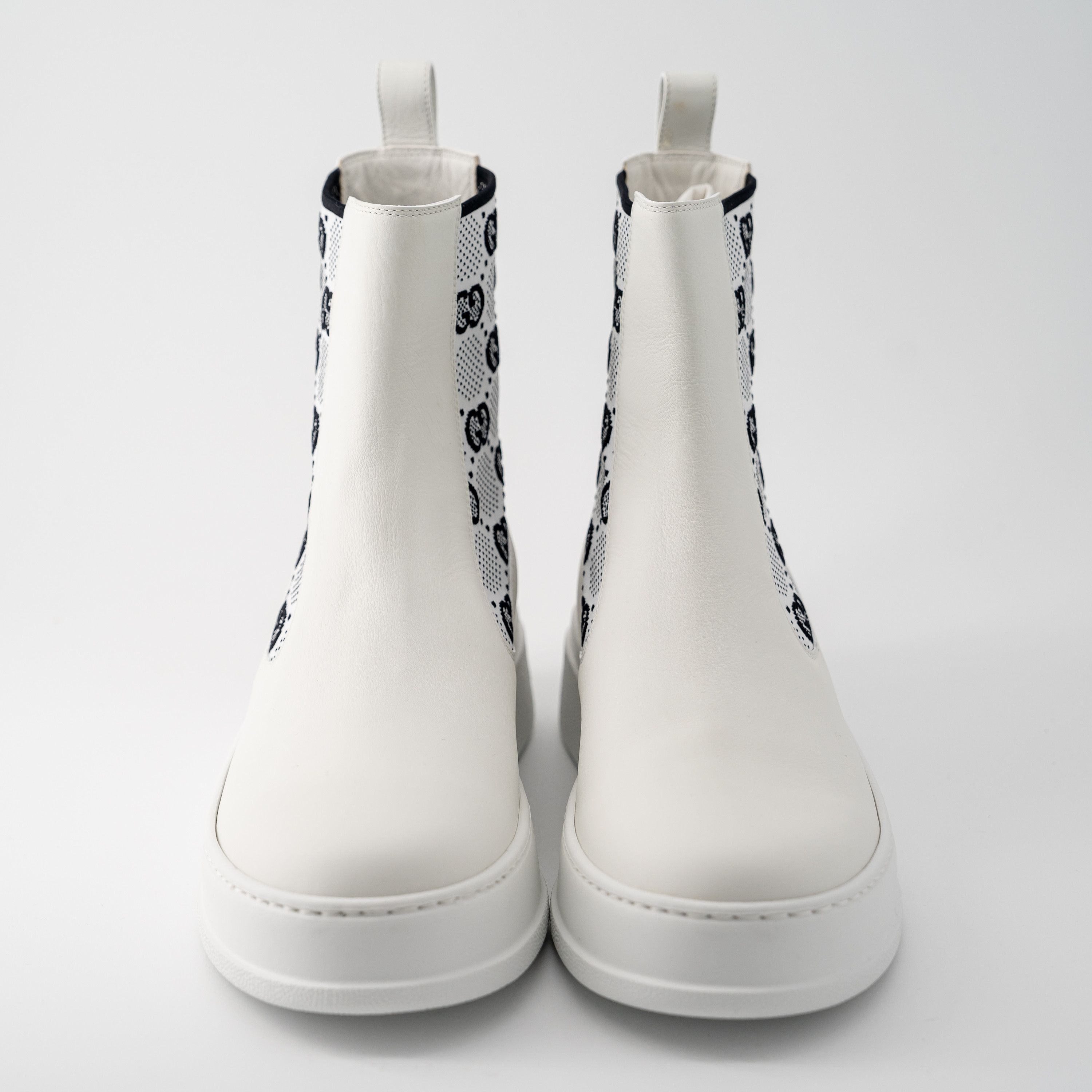 Gucci 41G - Gucci GG Panelled Jersey Leather Boots White Black Size US 11 / IT 41 - 3 Thumbnail