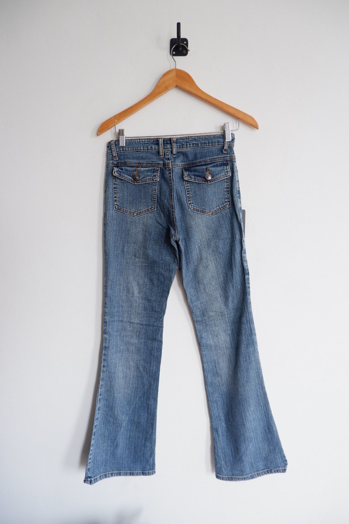 If Six Was Nine Vintage Mudwash HAPHAZARD Bondage Flared Jeans Size US 27 - 3 Thumbnail