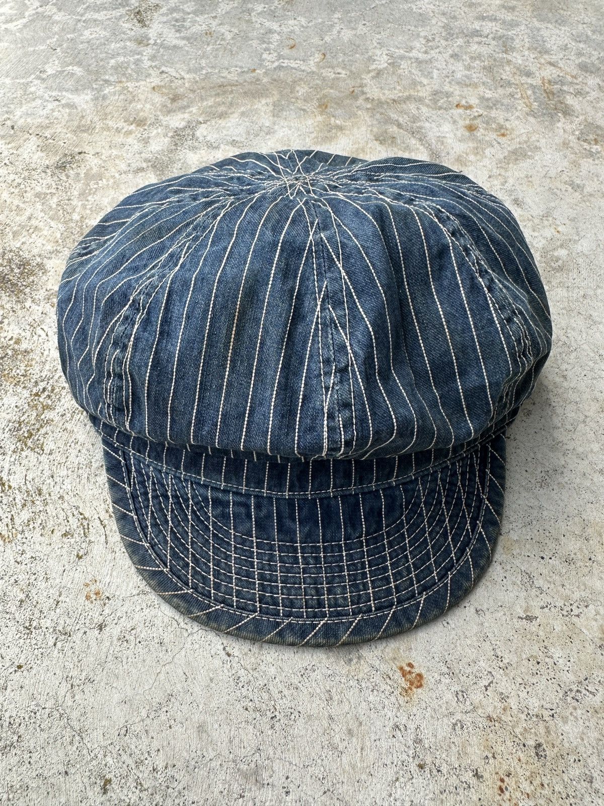 Japanese Brand Pinstripe soft brim newsboy conductor mechanic kountry cap Size ONE SIZE - 1 Thumbnail