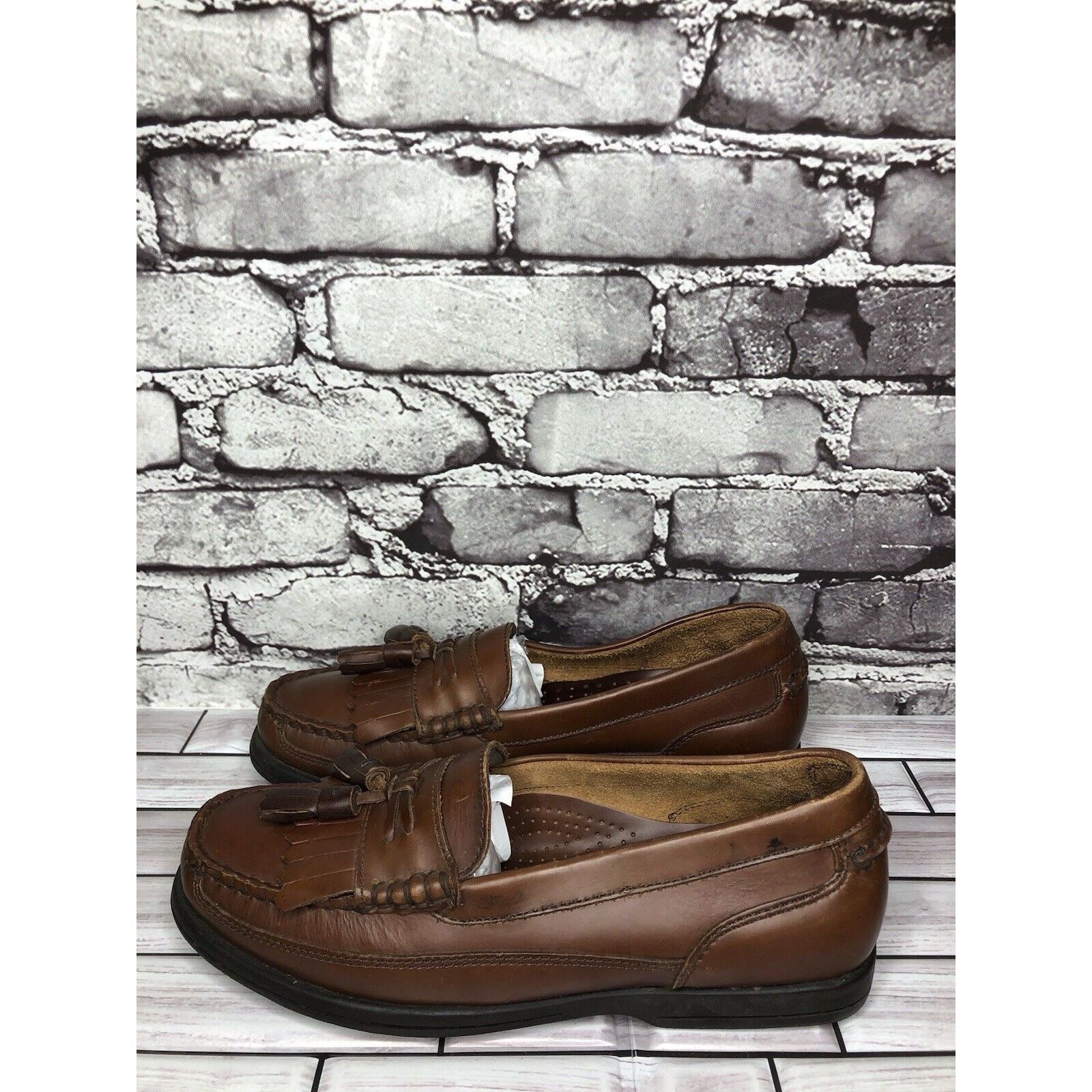 Bass Bass Strout Brown Leather Tassel Loafers SlipOn Casual Shoes Size US 7.5 / EU 40-41 - 14 Thumbnail