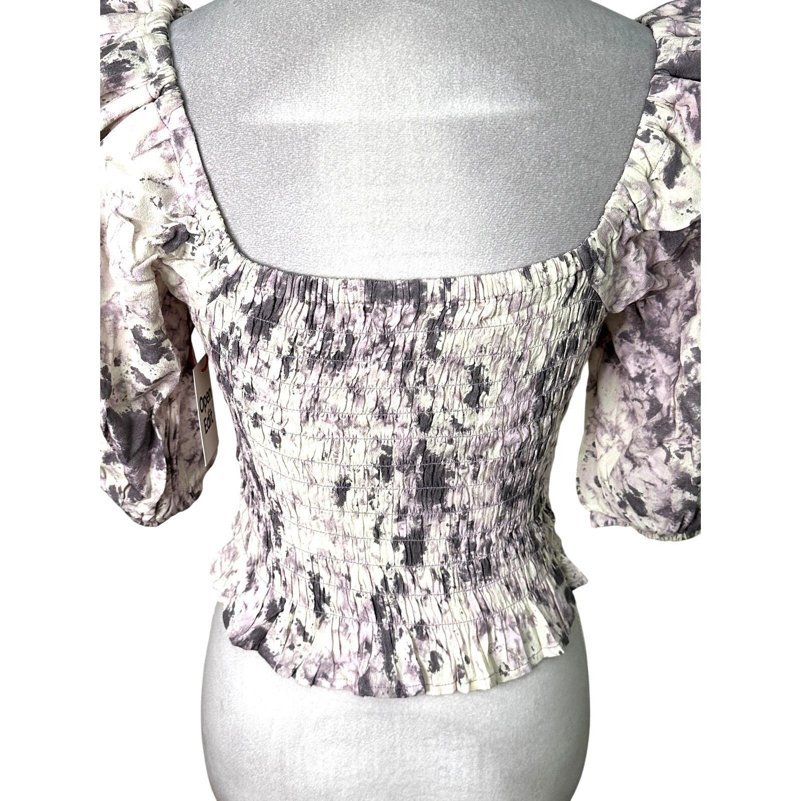 Other Open Edit Puff Sleeve Tie Front Smocked Blouse Floral S NWT Size S / US 4 / IT 40 - 7 Thumbnail